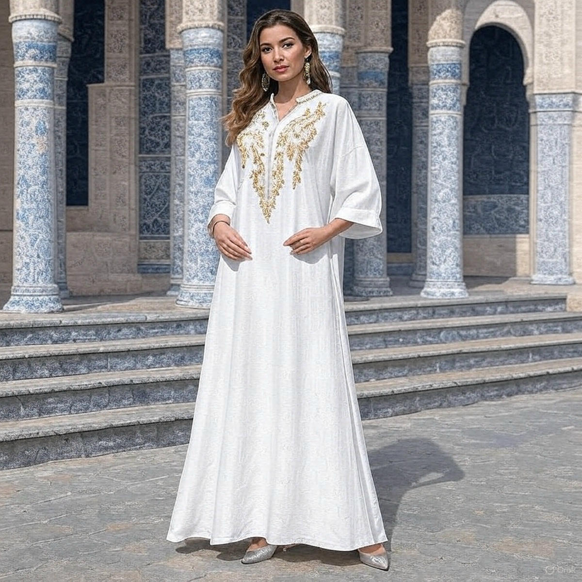 Muslim Robe Women Embroidered Abaya Dress Dubai Women Muslim Slim Elegant Abaya - detail 3