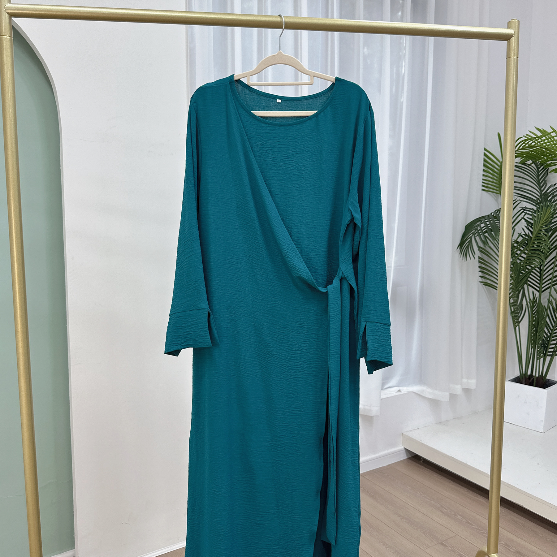 Muslim Modest Dress for Women Eid Plain Dubai Abaya Luxury Elegant Islam Party Clothing Solid Color Robe - detail 6