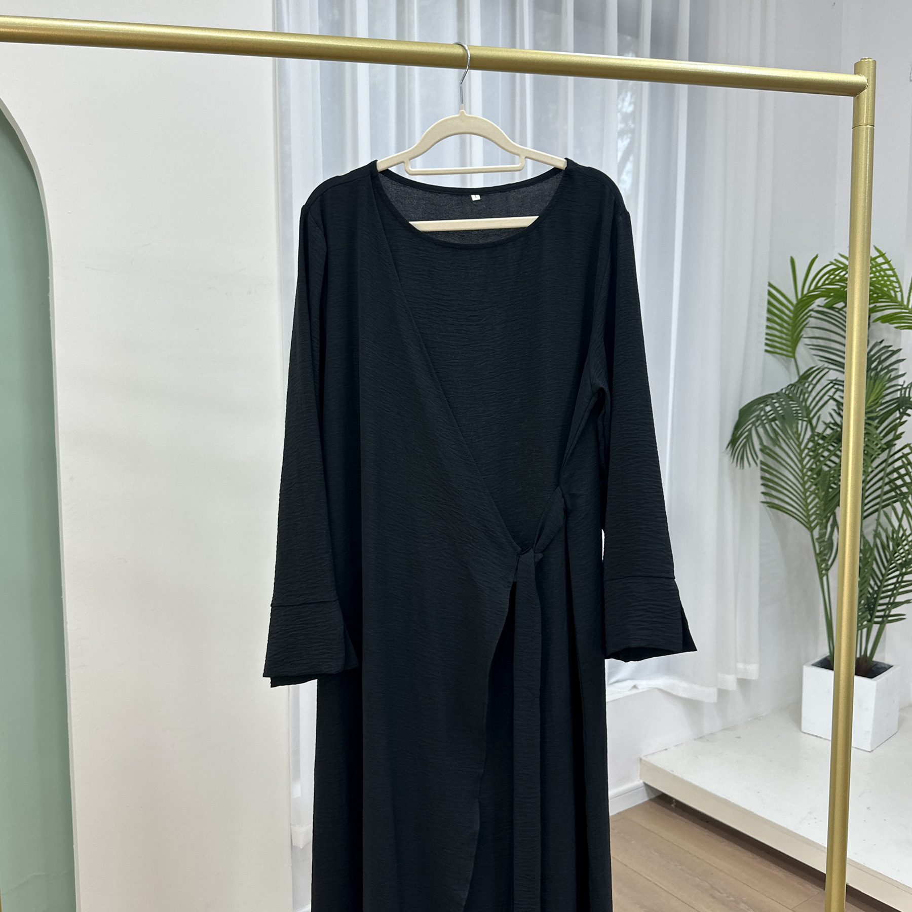 Muslim Modest Dress for Women Eid Plain Dubai Abaya Luxury Elegant Islam Party Clothing Solid Color Robe - detail 4