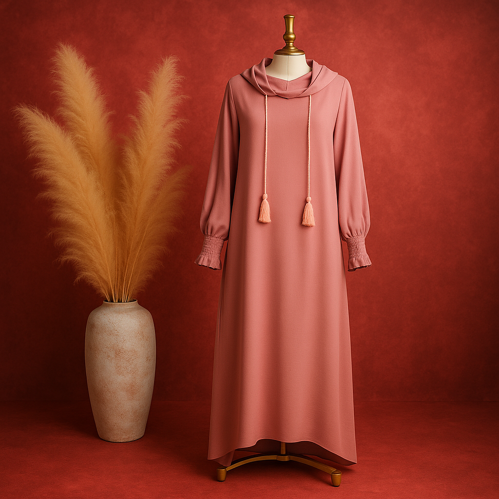 Muslim Abaya Long Sleeve Hat Women Raya Hooded long Kaftan Arab Robe Islamic Hijab Dubai Jubah - detail 3