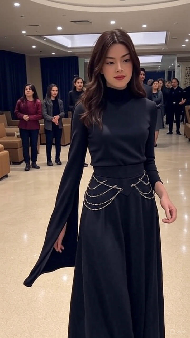 Royal Elegance Luxurious Satin High Collar Lantern Sleeve Dress for Timeless Vintage Glamour - detail 8