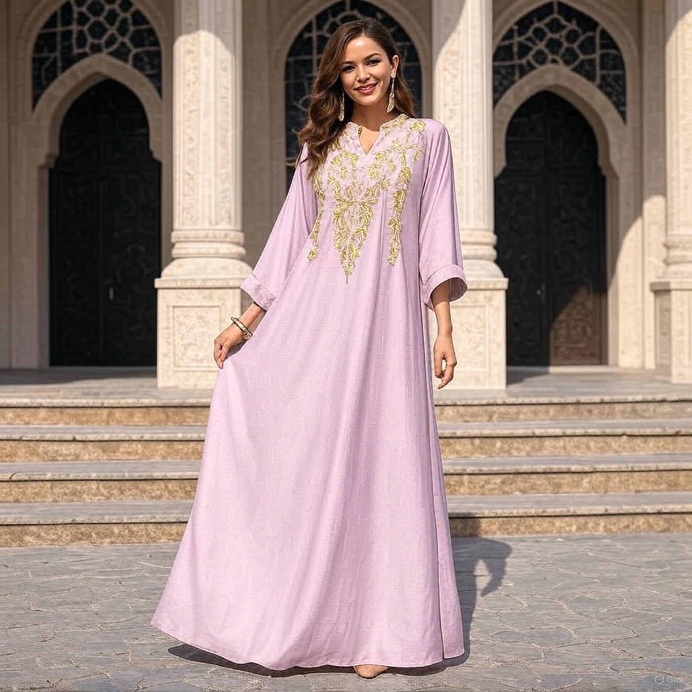 Muslim Robe Women Embroidered Abaya Dress Dubai Women Muslim Slim Elegant Abaya - detail 4