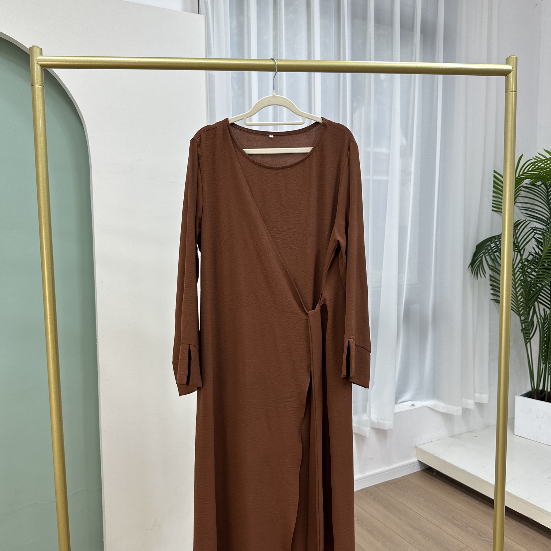 Muslim Modest Dress for Women Eid Plain Dubai Abaya Luxury Elegant Islam Party Clothing Solid Color Robe - detail 3
