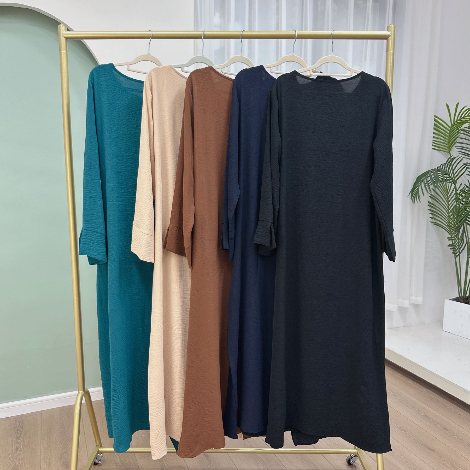 Muslim Modest Dress for Women Eid Plain Dubai Abaya Luxury Elegant Islam Party Clothing Solid Color Robe - detail 1