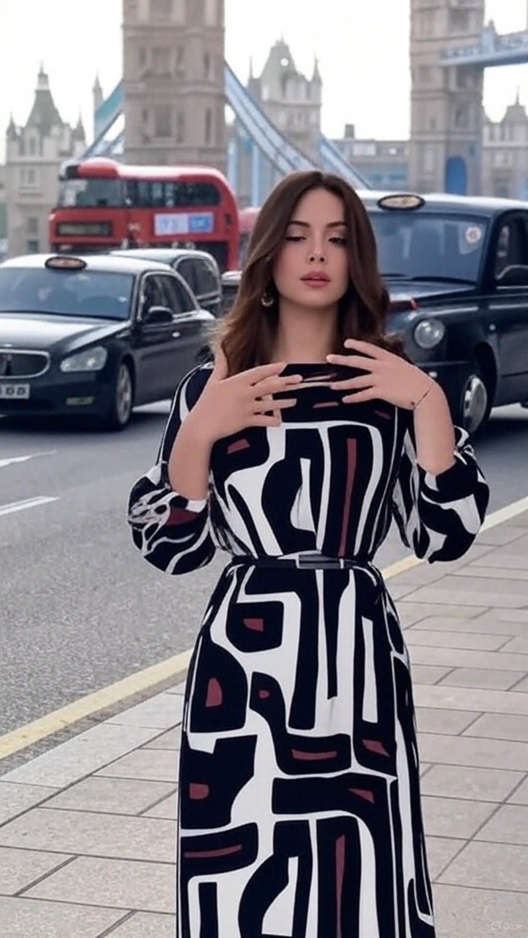 Women Dresses Long Sleeve O Neck Pullover Print Striped Dress Patchwork Streetwear Vestidos Flat Autumn Loose Fit Belt - detail 5