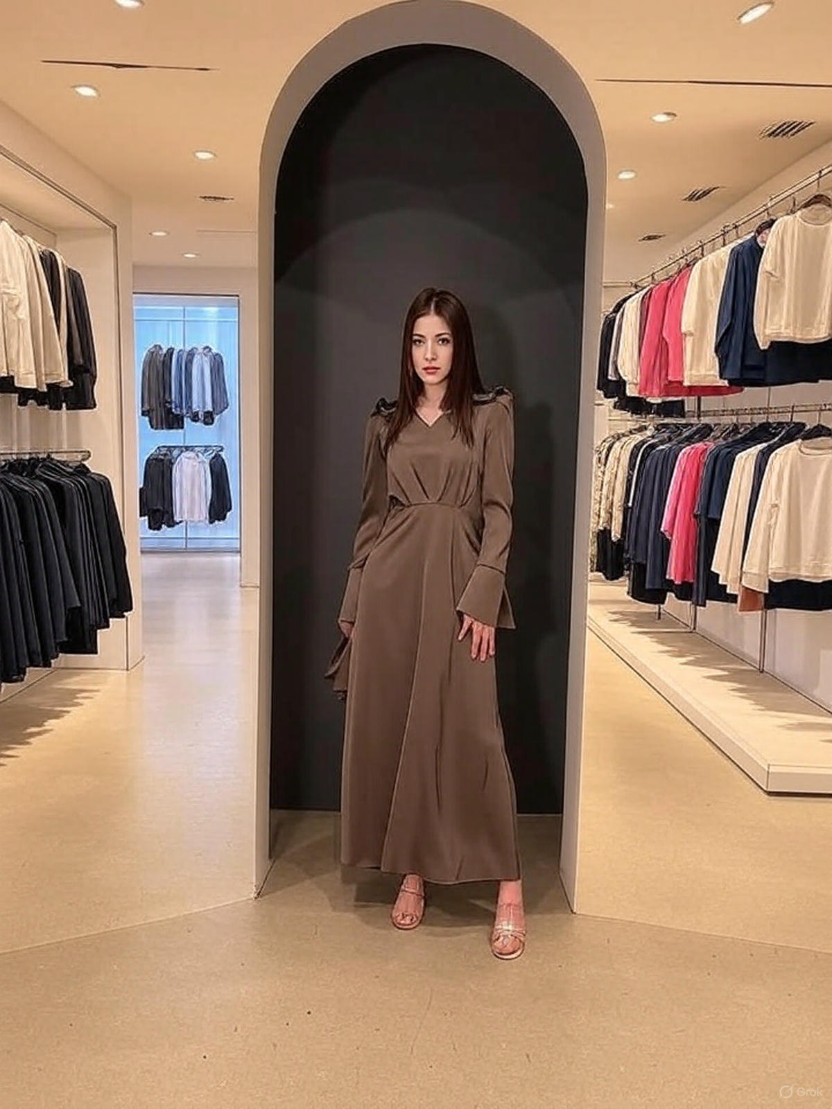 Fashion Silky muslim Abaya Muslim Dress female big swing Islamic Kaftan Robe Muslimah Abaya with belt Fabric - detail 4
