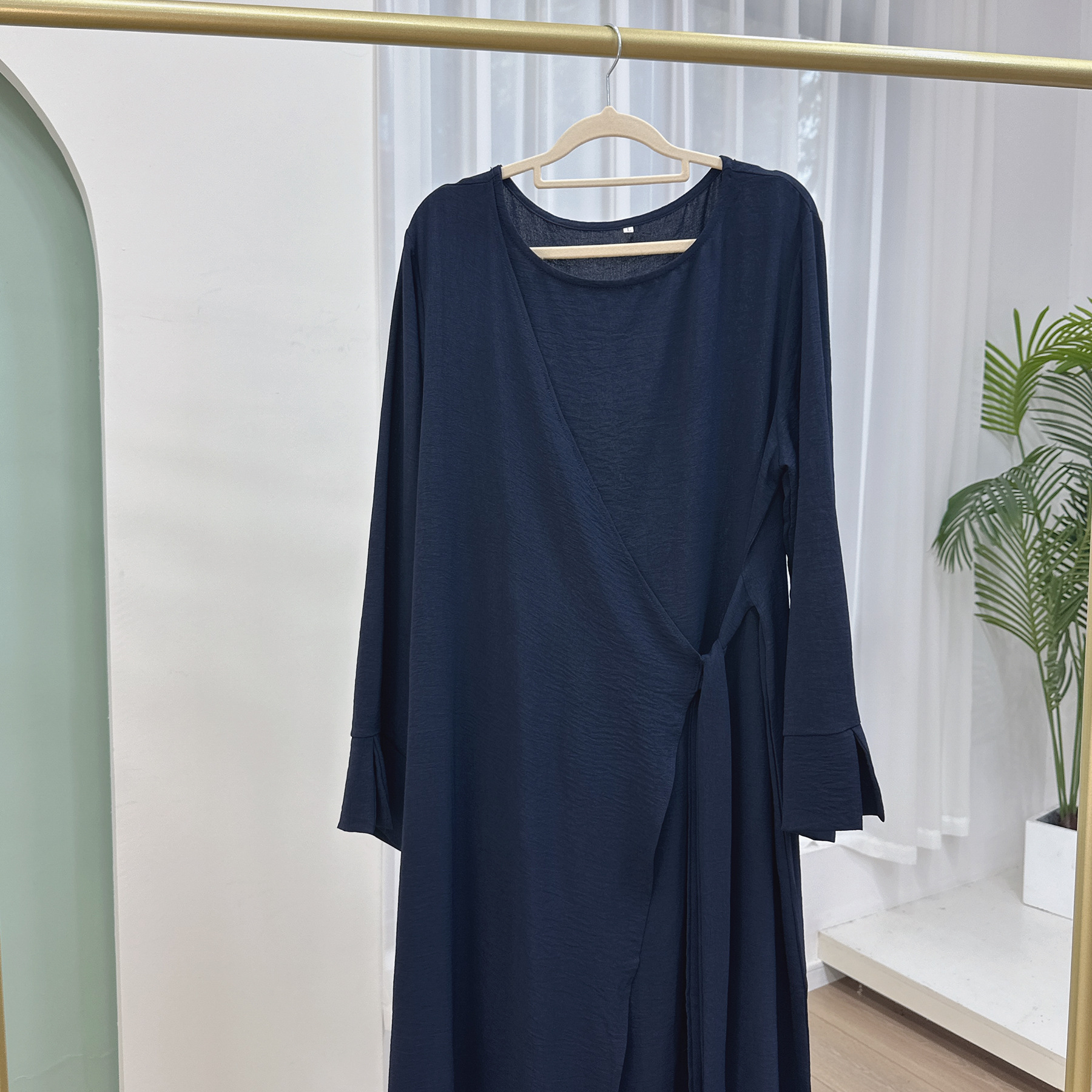 Muslim Modest Dress for Women Eid Plain Dubai Abaya Luxury Elegant Islam Party Clothing Solid Color Robe - detail 5