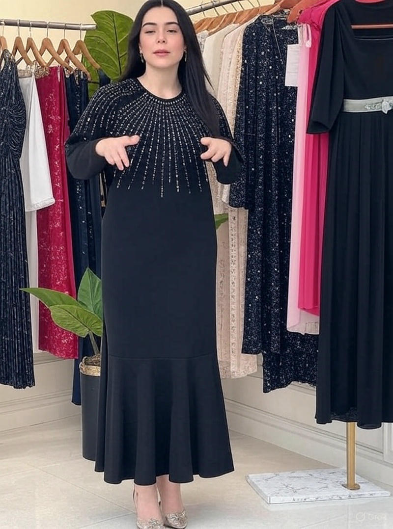 Muslim Abaya Women Long Dress Diamonds Arab Kaftan Party Long Dresses Maxi Robe Jalabiya Vestidos Largos Dubai - detail 4