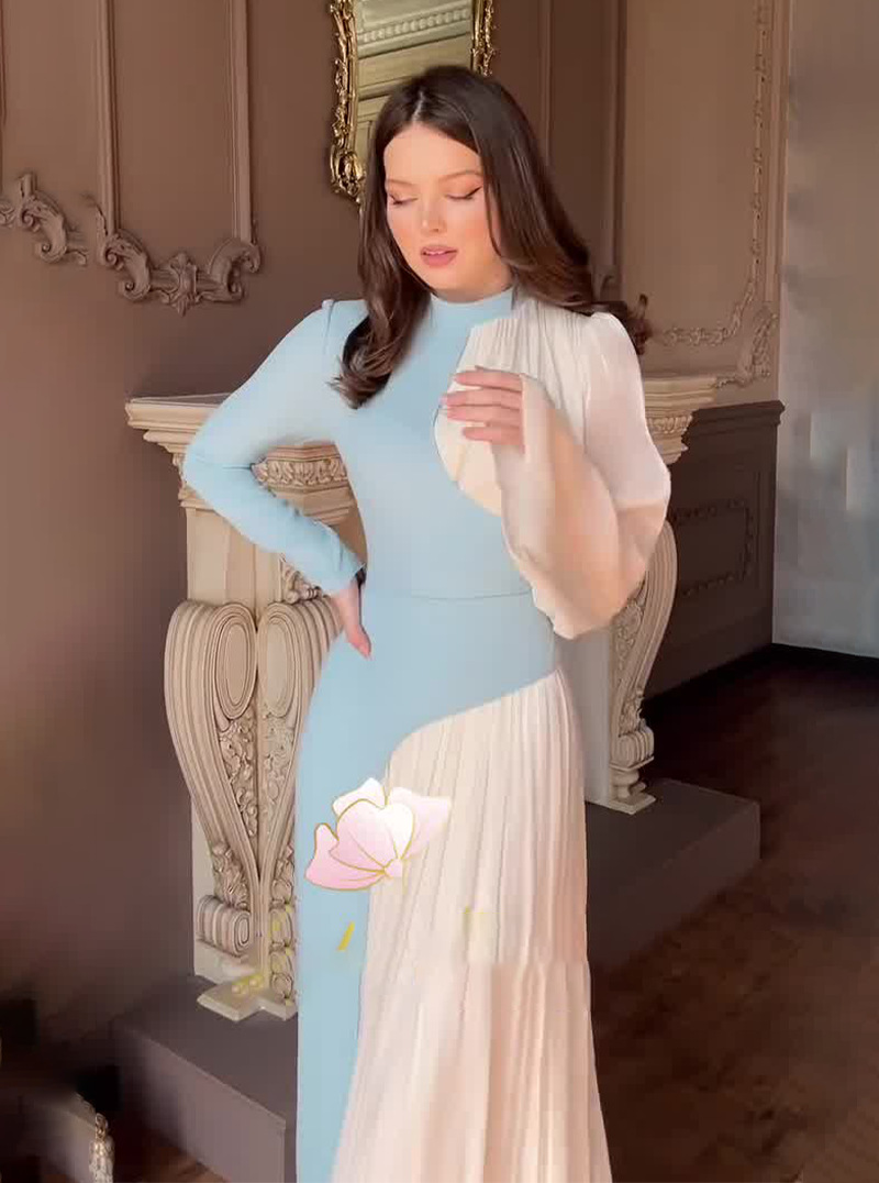 Graceful Long-Sleeve Dress – Chic Big Swing Style for Special Occasions & Celebrations - detail 8