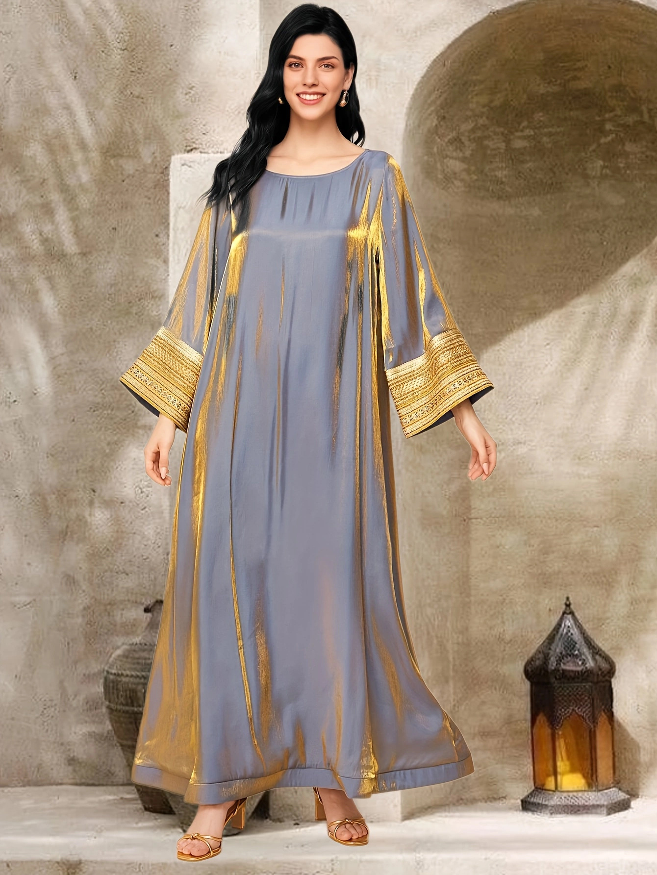Arab Long Robe Jalabiya Muslim Saudi Abaya Women Party Dress Ramadan Dubai Eid Dresses Abayas Kaftan Islam - detail 3