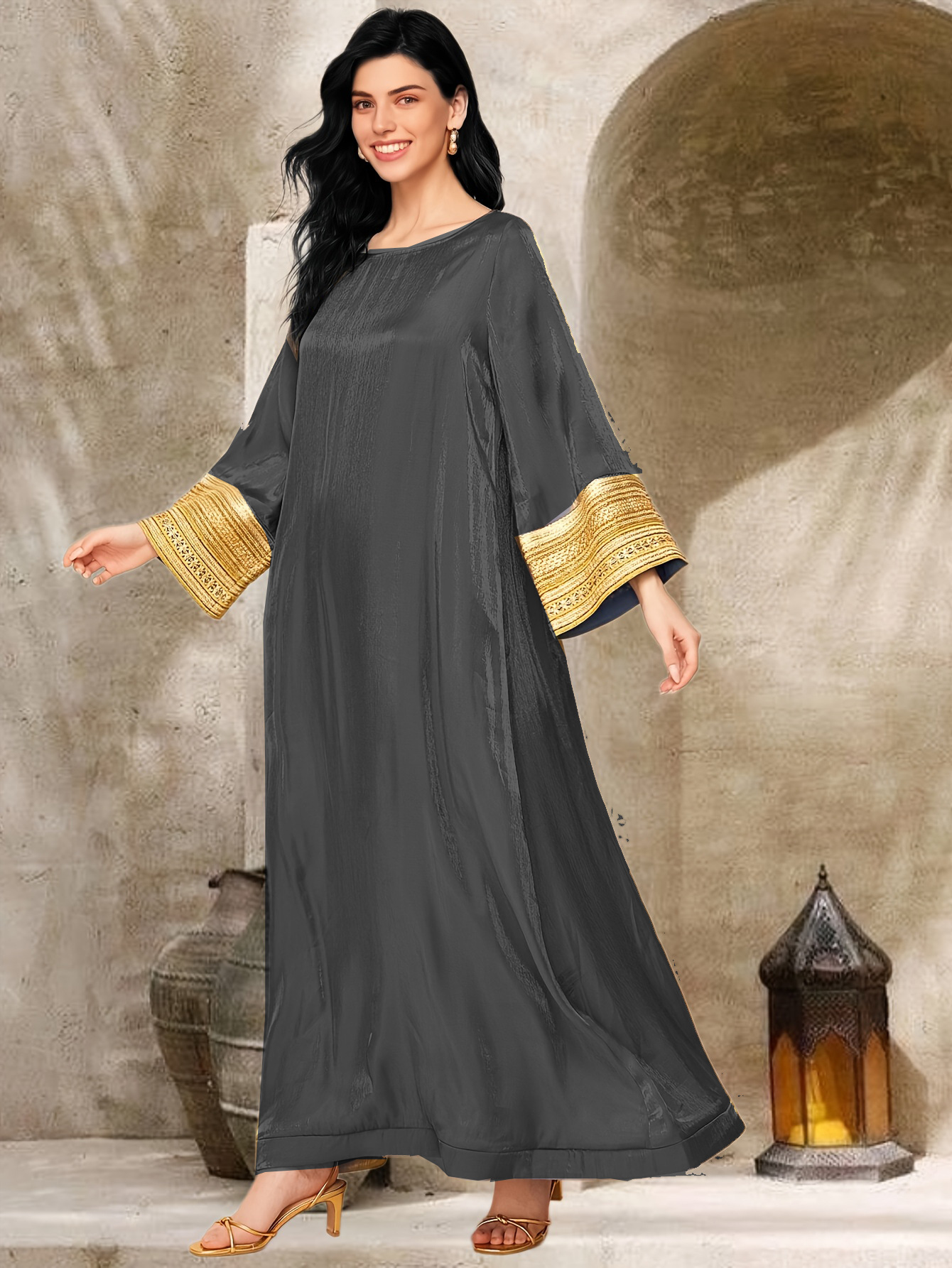 Arab Long Robe Jalabiya Muslim Saudi Abaya Women Party Dress Ramadan Dubai Eid Dresses Abayas Kaftan Islam - detail 8
