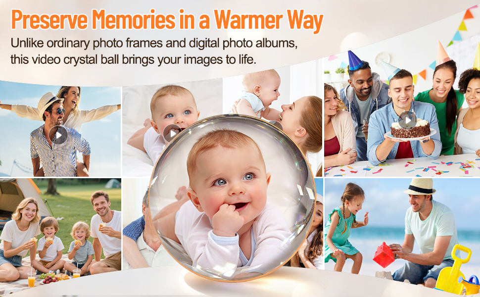 Memory Orb Ball – 2.76" Crystal Video Orb with Digital Display – Uploadable Photos & Videos via WiFi Personalized Gift - detail 4