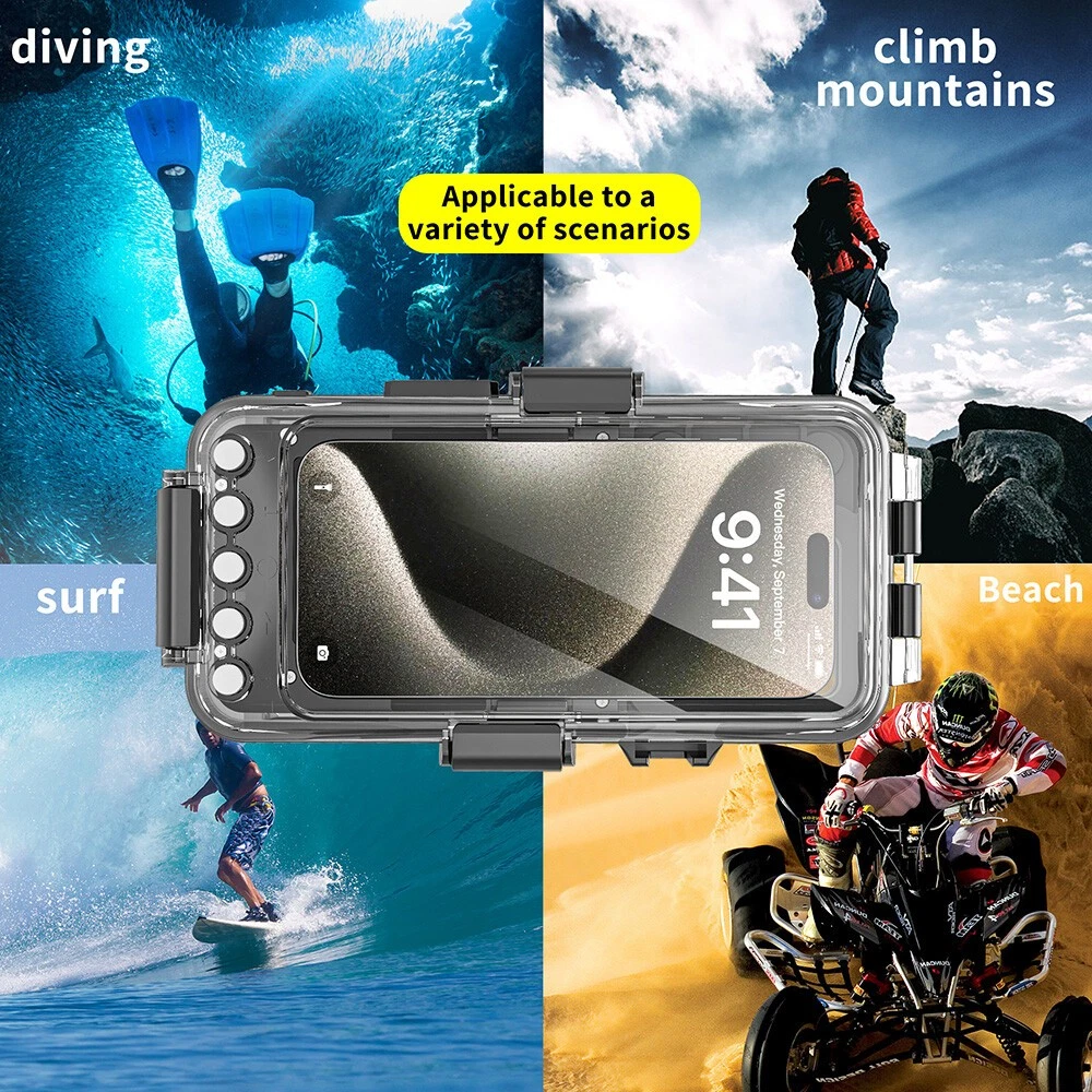 Underwater 98FT/30M Waterproof Diving Case Cover for iPhone 14 15 16 17 pro Max Samsung S24 Ultra - detail 11