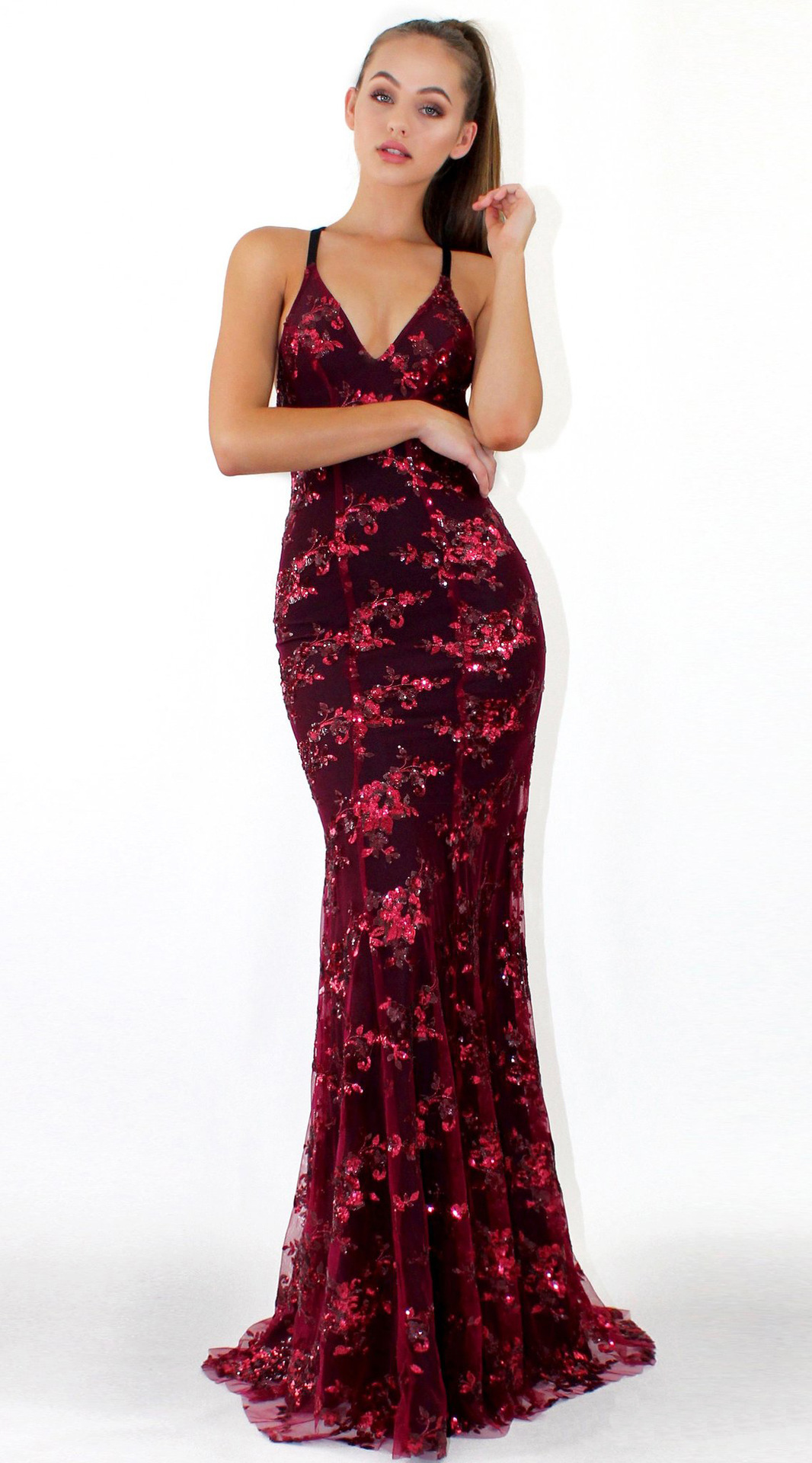 Luxury Women Mermaid Evening Wedding Spring Dress Spaghetti Strap Sequins Backless Prom Dress Party Maxi Gown - detail 2