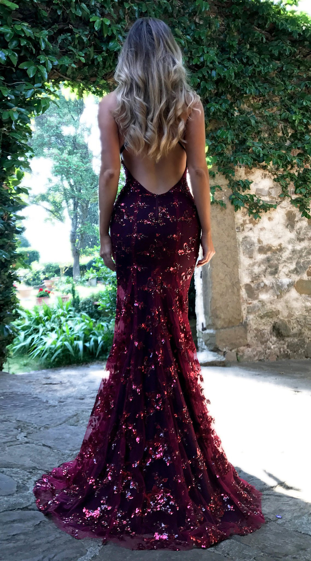 Luxury Women Mermaid Evening Wedding Spring Dress Spaghetti Strap Sequins Backless Prom Dress Party Maxi Gown - detail 4