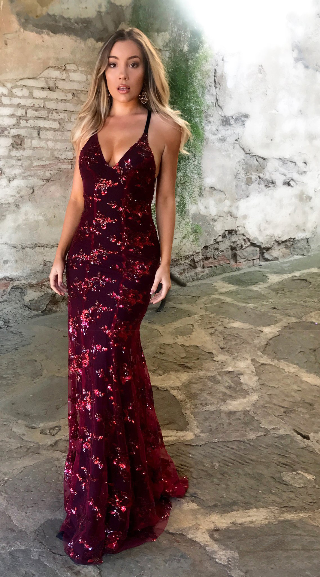 Luxury Women Mermaid Evening Wedding Spring Dress Spaghetti Strap Sequins Backless Prom Dress Party Maxi Gown - detail 3