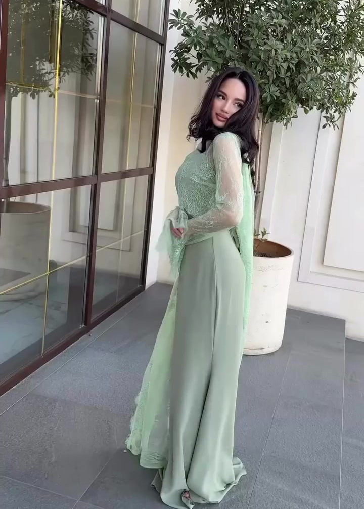 Thinyfull Saudi Arabia Mermaid Prom Evening Dresses Long Sleeve Lace Maxi Party Dress 2 Pieces Cocktail Prom Gowns - detail 4