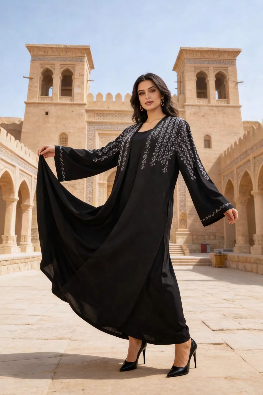 Elegant Plus Size Muslim Abaya Dress – Dubai Kaftan Jalabiya Robe for Women, Ramadan Party Outfit Long Gown - detail 4