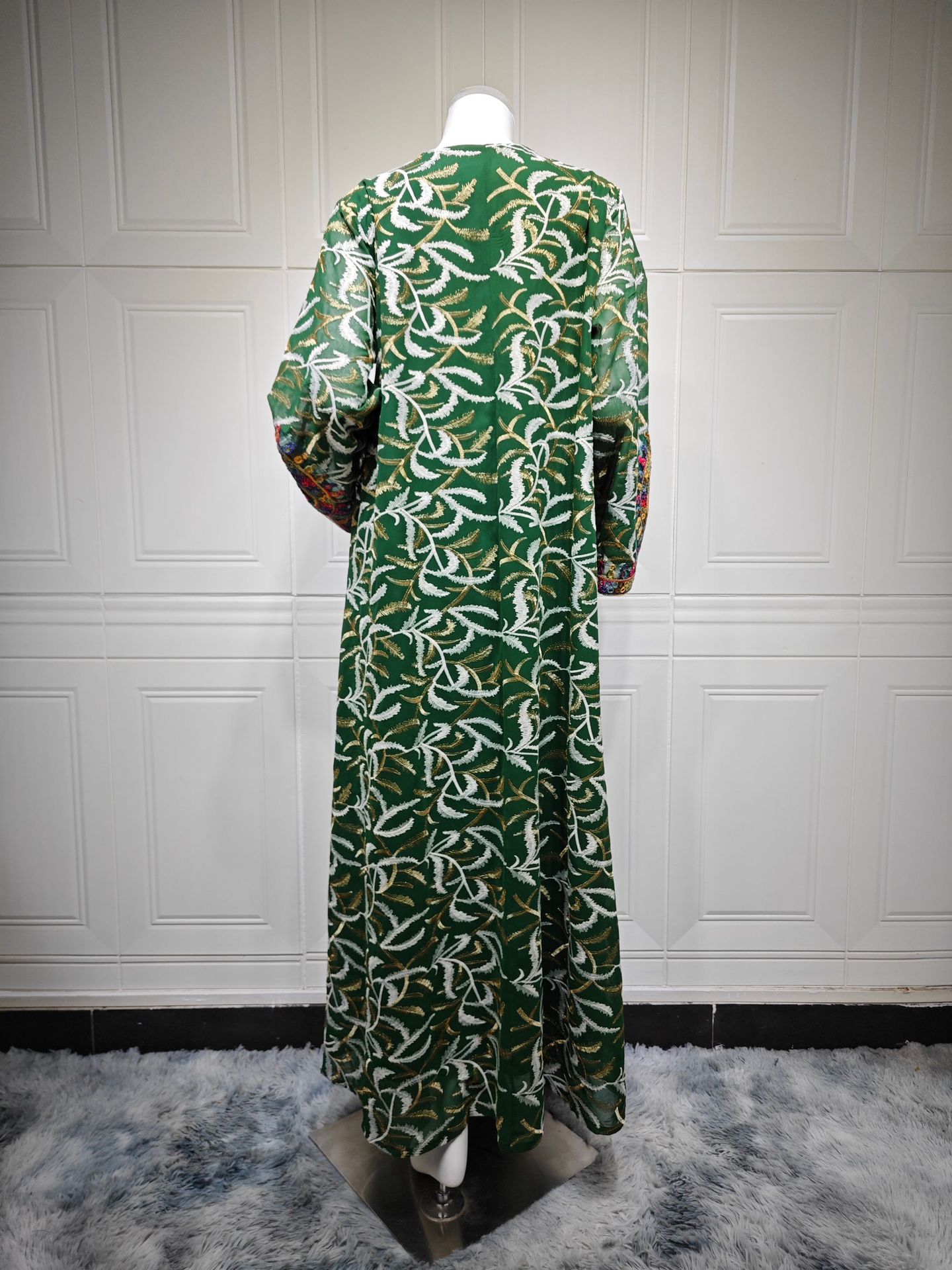 Dubai Abaya Women’s Long Robe Elegant Embroidery Kaftan Dress, Home Wear & Party Outfit - detail 1