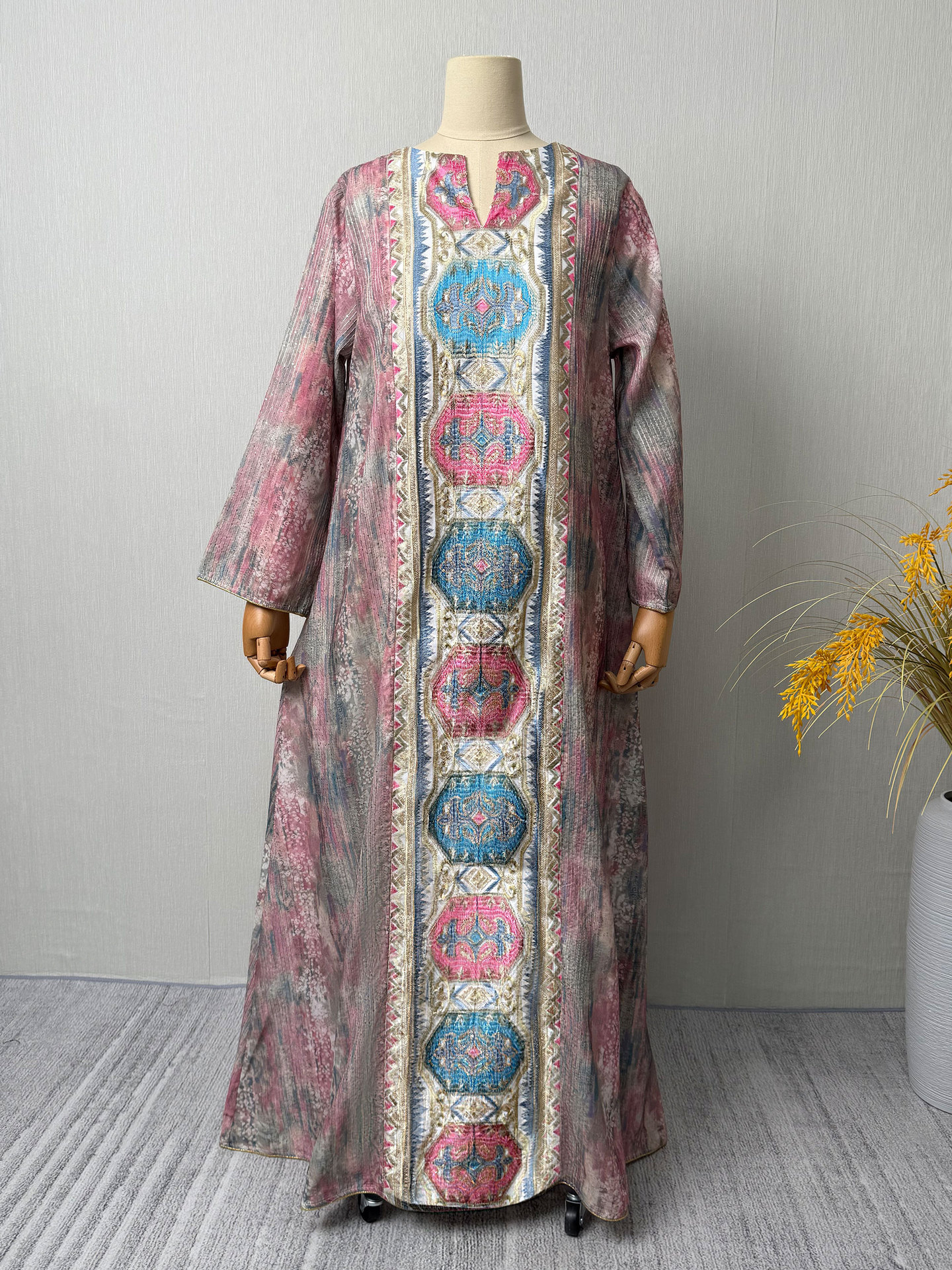 Abaya Women Dress Embroidery Kaftan Jalabiya Party Muslim Dubai Ramadan Caftan Long Robe Abayas embroidery elegant - detail 11