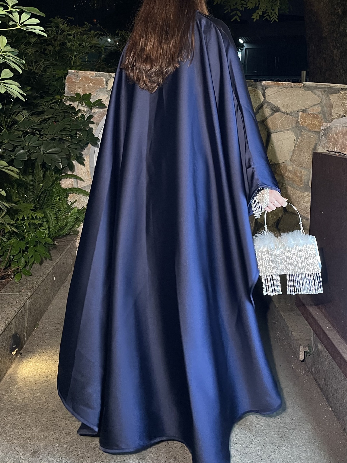 Elegant Pearl Chain Abaya Modest Abaya Muslim Hijab Ramadan Daily Commute Abaya Dubai Style Modest Robe - detail 4