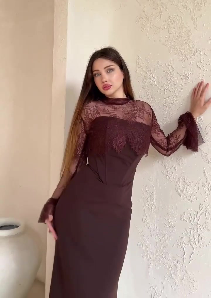 Thinyfull Saudi Arabia Mermaid Prom Evening Dresses Long Sleeve Lace Maxi Party Dress 2 Pieces Cocktail Prom Gowns - detail 5