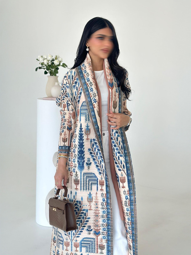 Women Fashion Abaya Vintage Printed Cardigan Design Loose Large Size Elegant Female Luxury Robe - detail 6