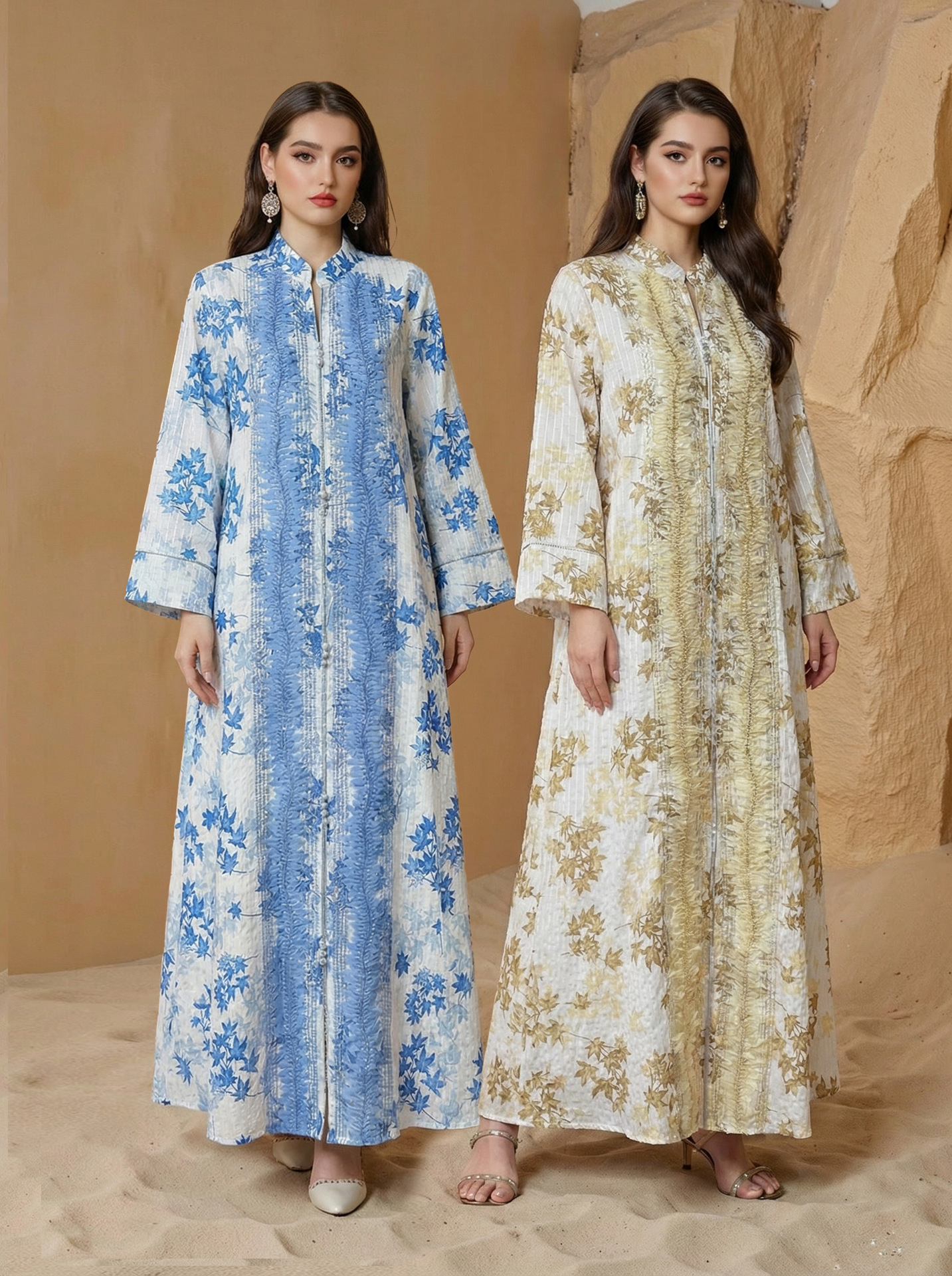 Muslim Party Dress for Women Jalabiya Abaya Ramadan Long Dresses Abayas Woman Kimono Print Caftan - detail 6