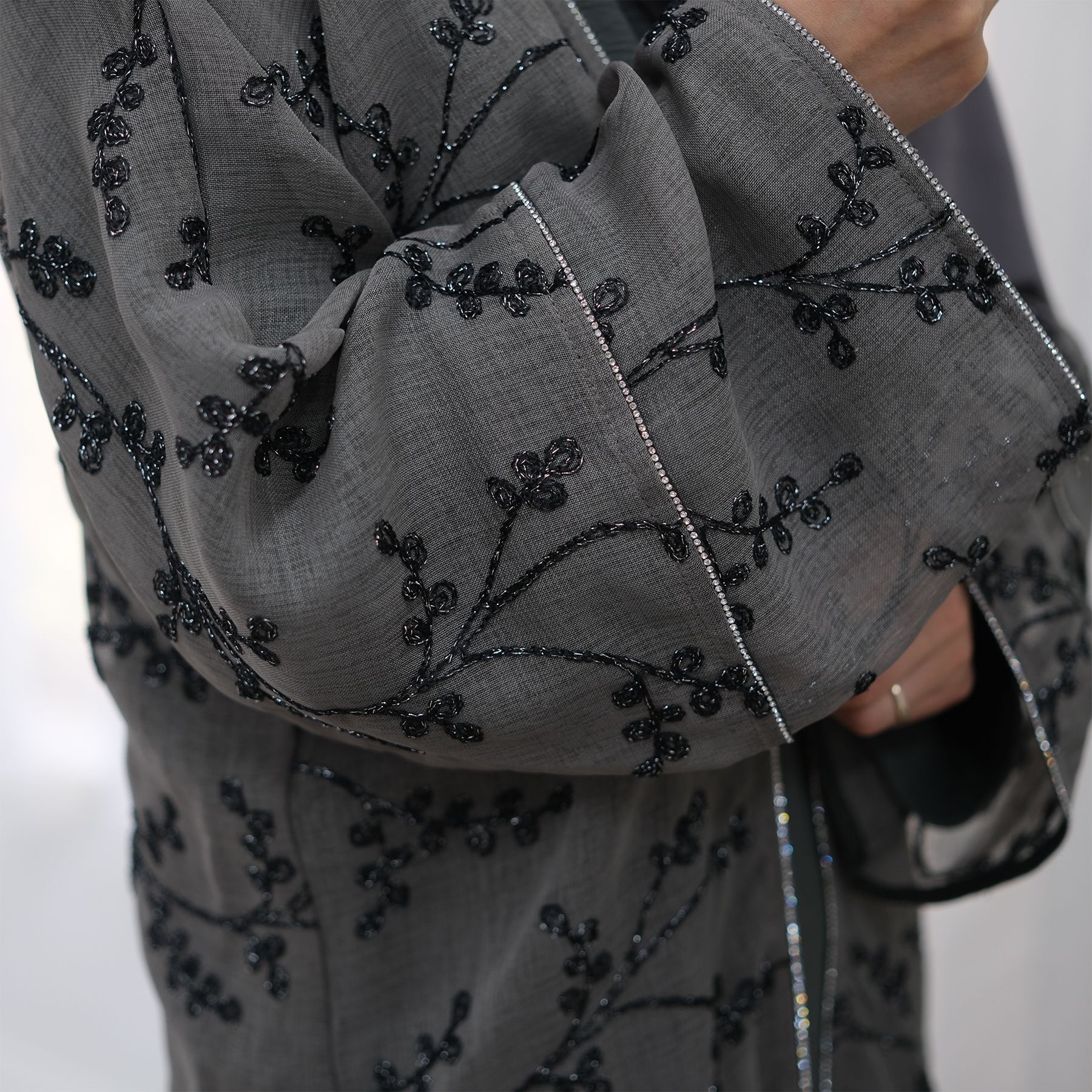 Muslim Women Dubai Abaya Luxury Embroidery Floral Long Dress Kimono Cardigan Kaftan Modest Robe Islamic Clothing - detail 11