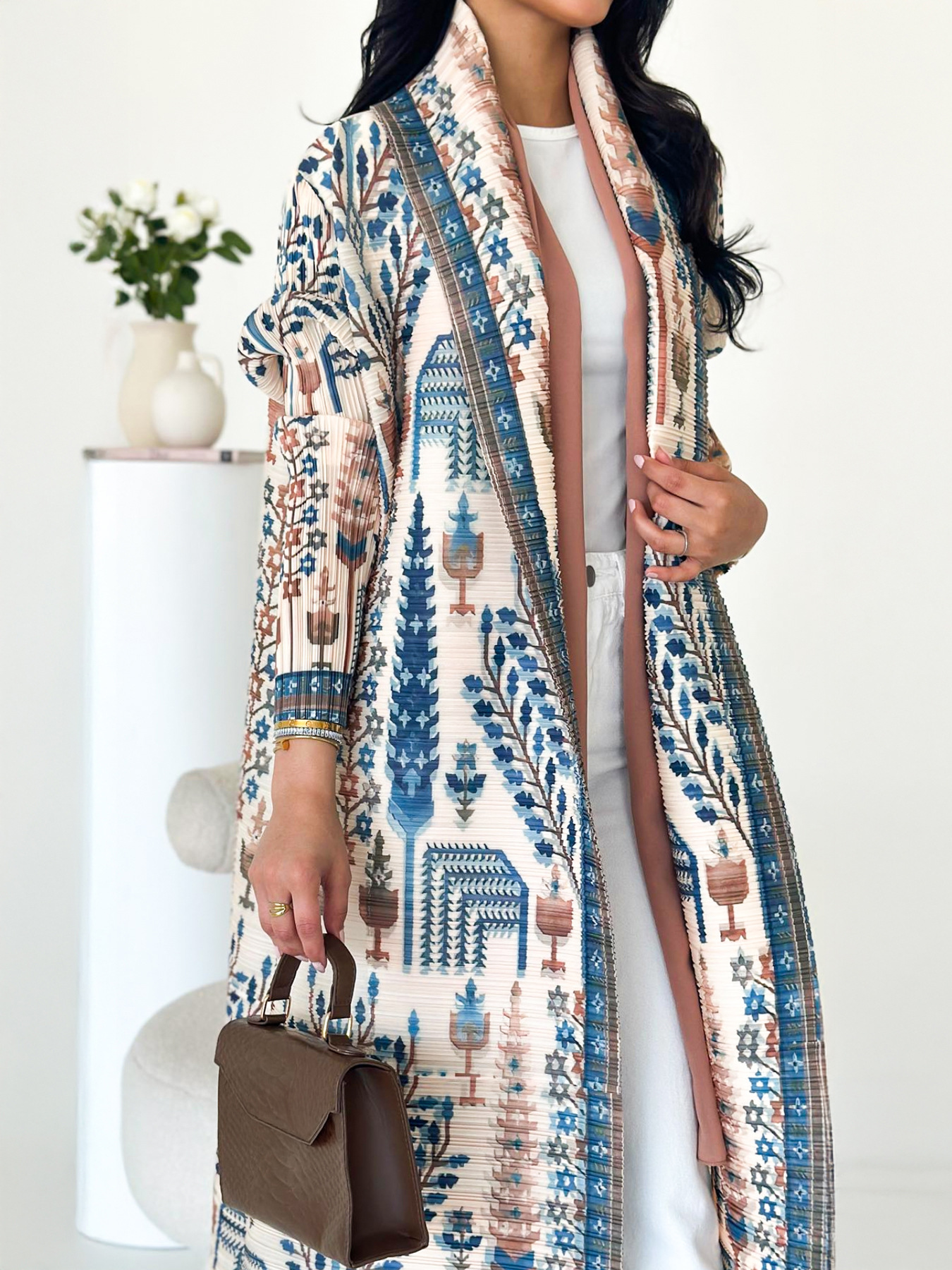 Women Fashion Abaya Vintage Printed Cardigan Design Loose Large Size Elegant Female Luxury Robe - detail 5