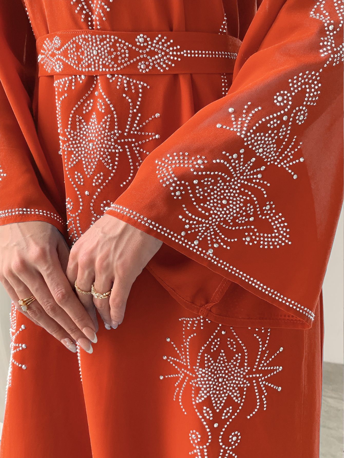 Women Diamond Dress Abaya Muslim Jalabiya Ramadan V Neck Party Dresses Arab Long Robe Dubai Kaftan - detail 6