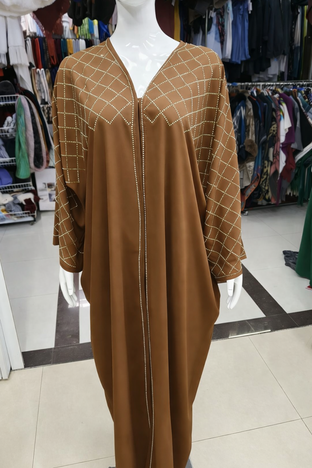 New Retro Style Arabian Mesh Rhinestone Women Dress Ethnic Style Muslim Dress - detail 6