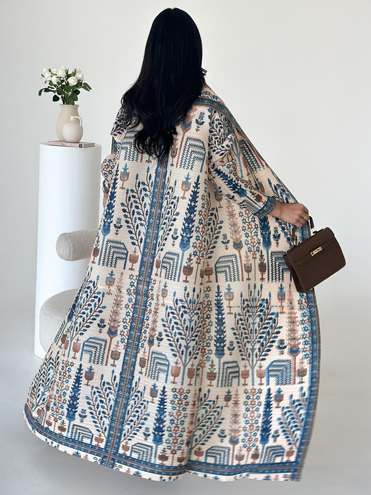 Women Fashion Abaya Vintage Printed Cardigan Design Loose Large Size Elegant Female Luxury Robe - detail 4
