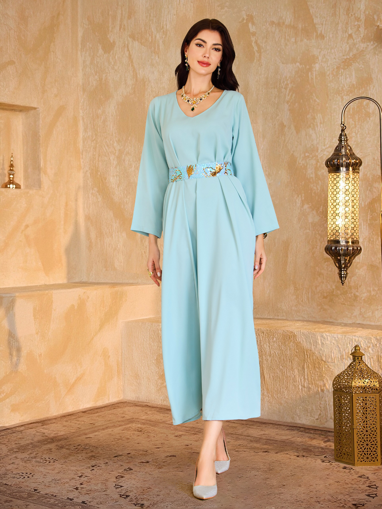 Women Dress Muslim Abaya Embroidery Party Jalabiya Ramadan Long Dresses Abayas Kaftan Arab Long Robe - detail 2