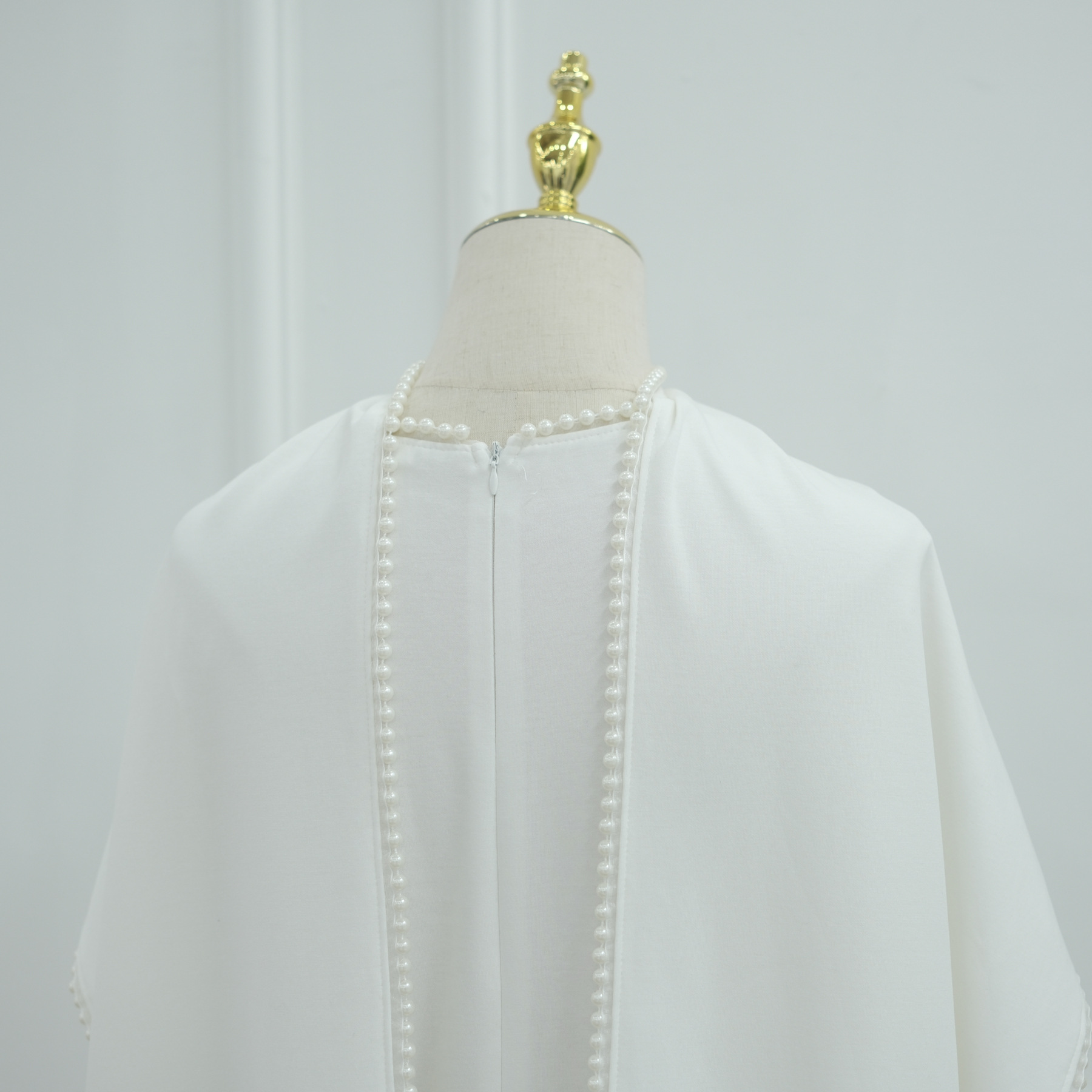 Evening Dresses Pearls Luxury Dubai O-Neck Formal Muslim Prom Gowns Beaded Shawl + Long-Sleeved Dress - detail 3