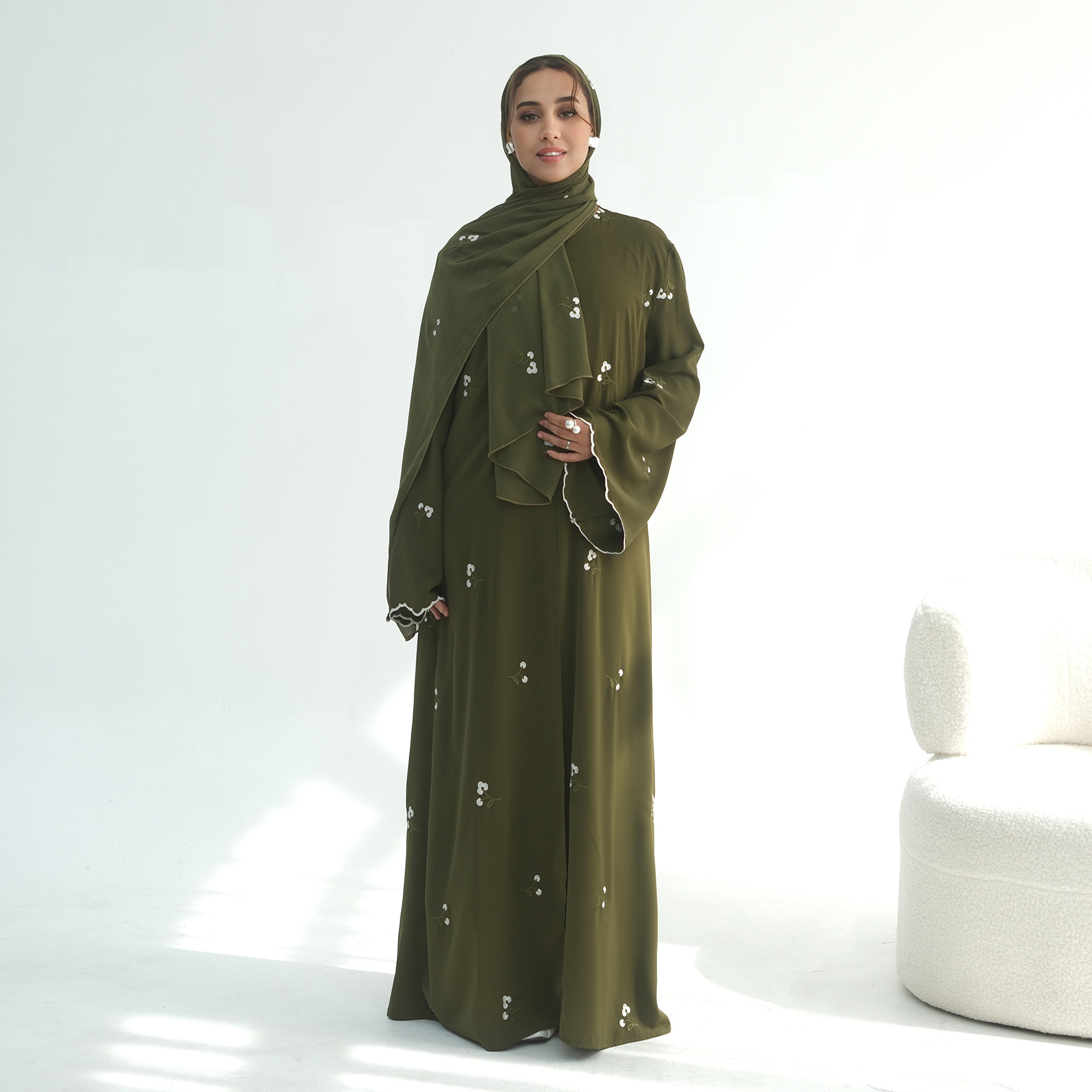 Women Abaya Muslim Cardiagn Dress Prayer Embrodery Open Caftan Abayas Dubai Party Dresses Kaftan Robe Longue - detail 2