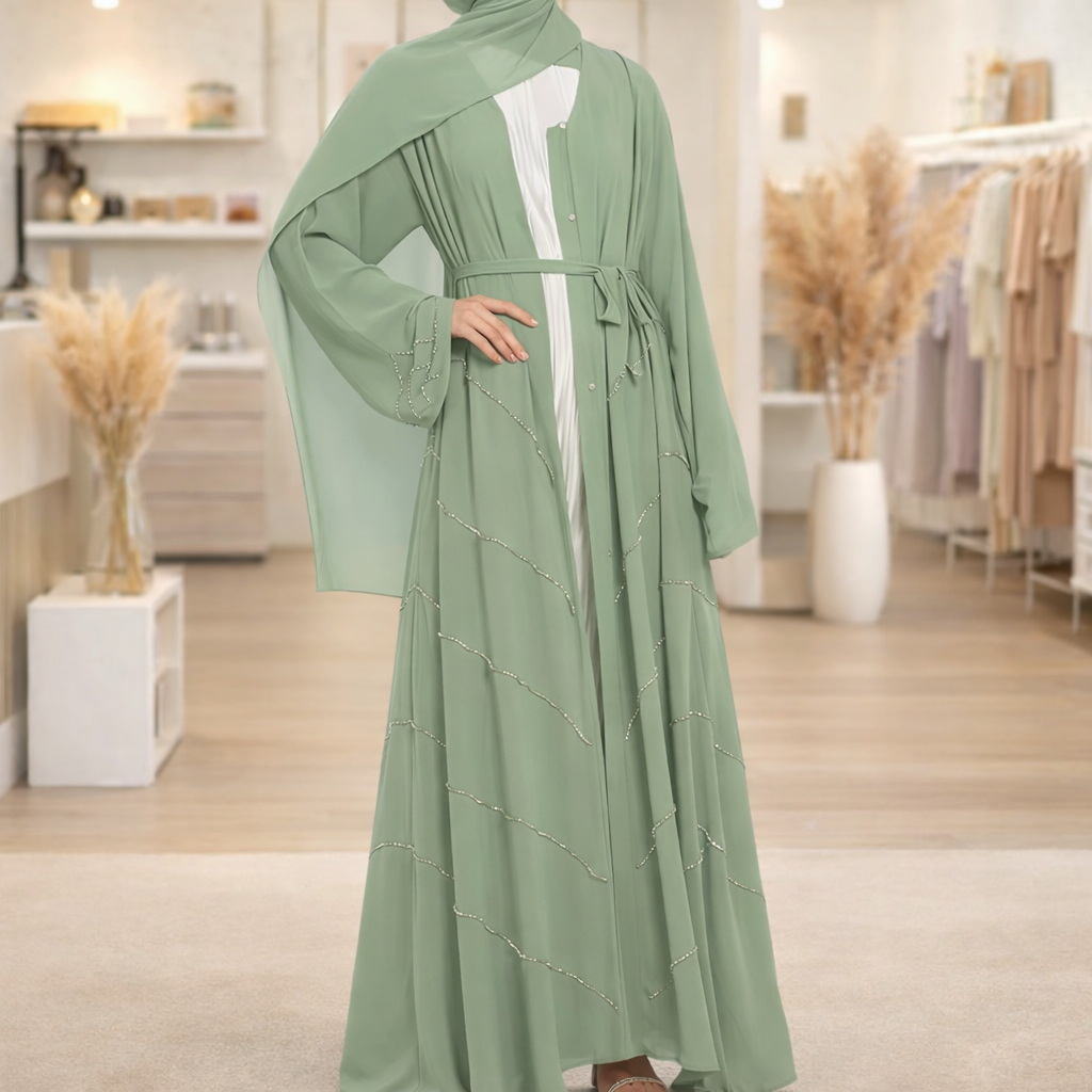 Solid - Color Premium and Luxurious Robes for Spring and Summer. Beaded Dresses for Gatherings and Daily Wear - detail 9