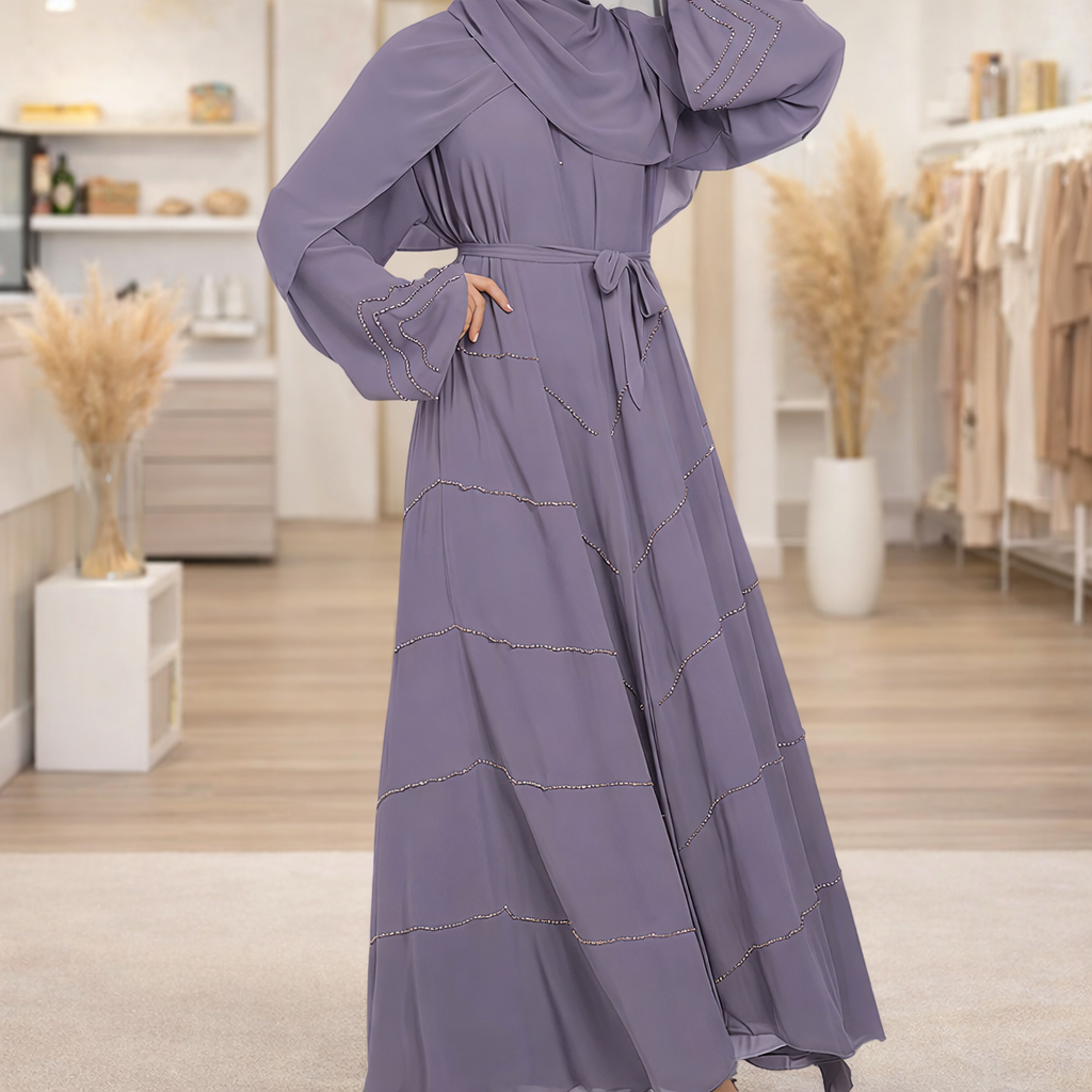 Solid - Color Premium and Luxurious Robes for Spring and Summer. Beaded Dresses for Gatherings and Daily Wear - detail 10