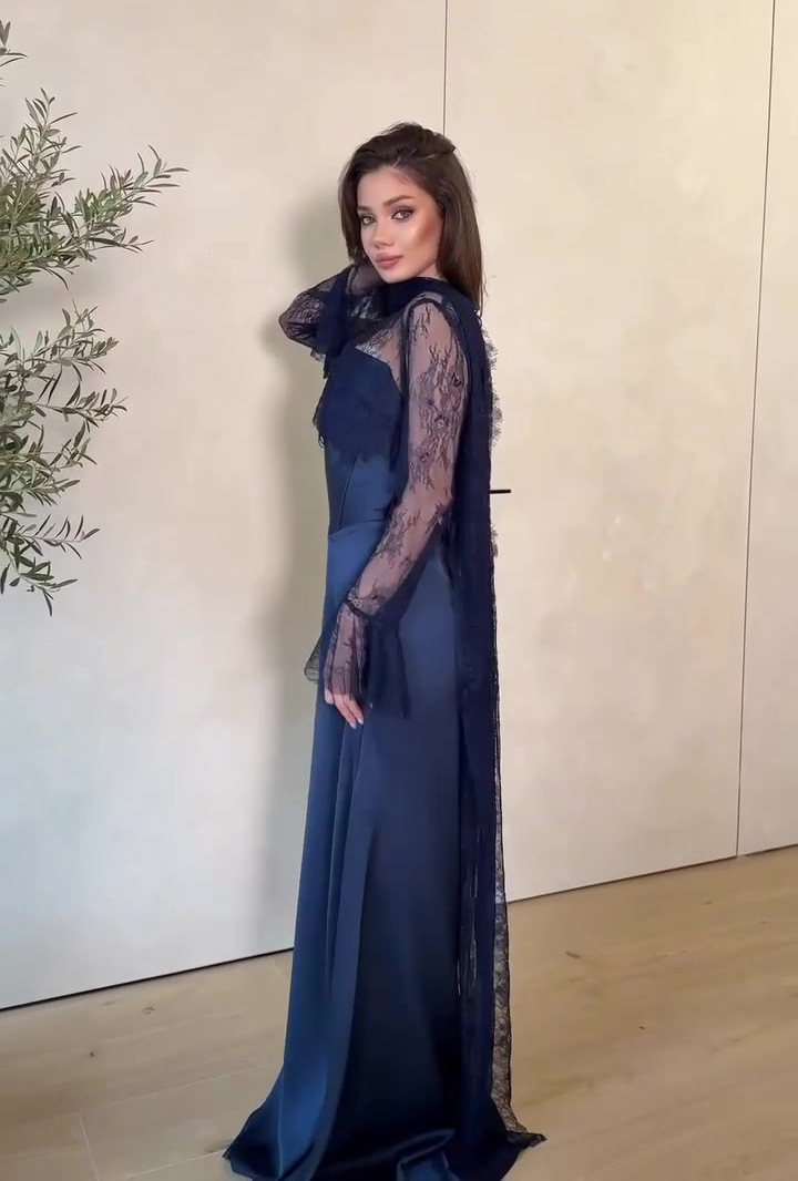 Thinyfull Saudi Arabia Mermaid Prom Evening Dresses Long Sleeve Lace Maxi Party Dress 2 Pieces Cocktail Prom Gowns - detail 9