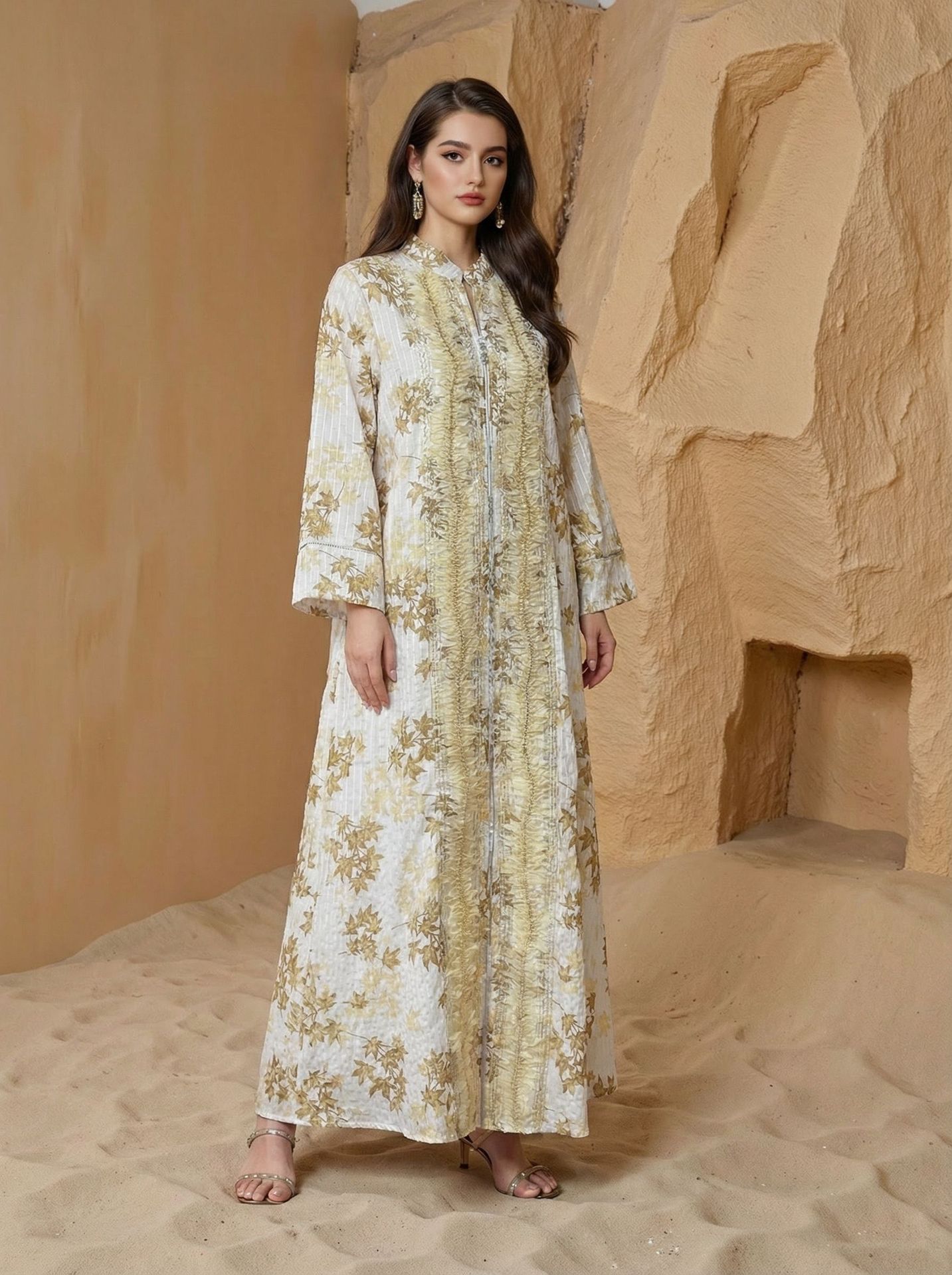Muslim Party Dress for Women Jalabiya Abaya Ramadan Long Dresses Abayas Woman Kimono Print Caftan - detail 2
