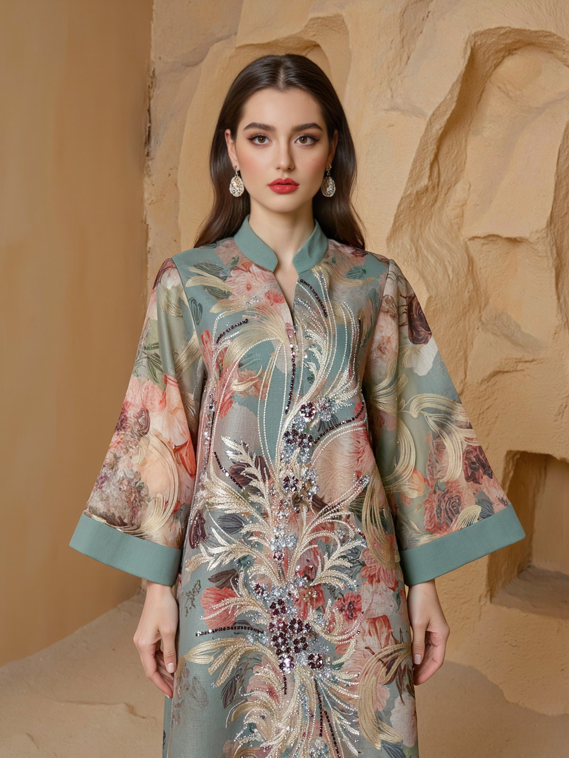 Evening Dresses Arab Long Robe Embroidery Muslim Women Party Jalabiya Ramadan Dubai Abayas Kaftan Islam - detail 9