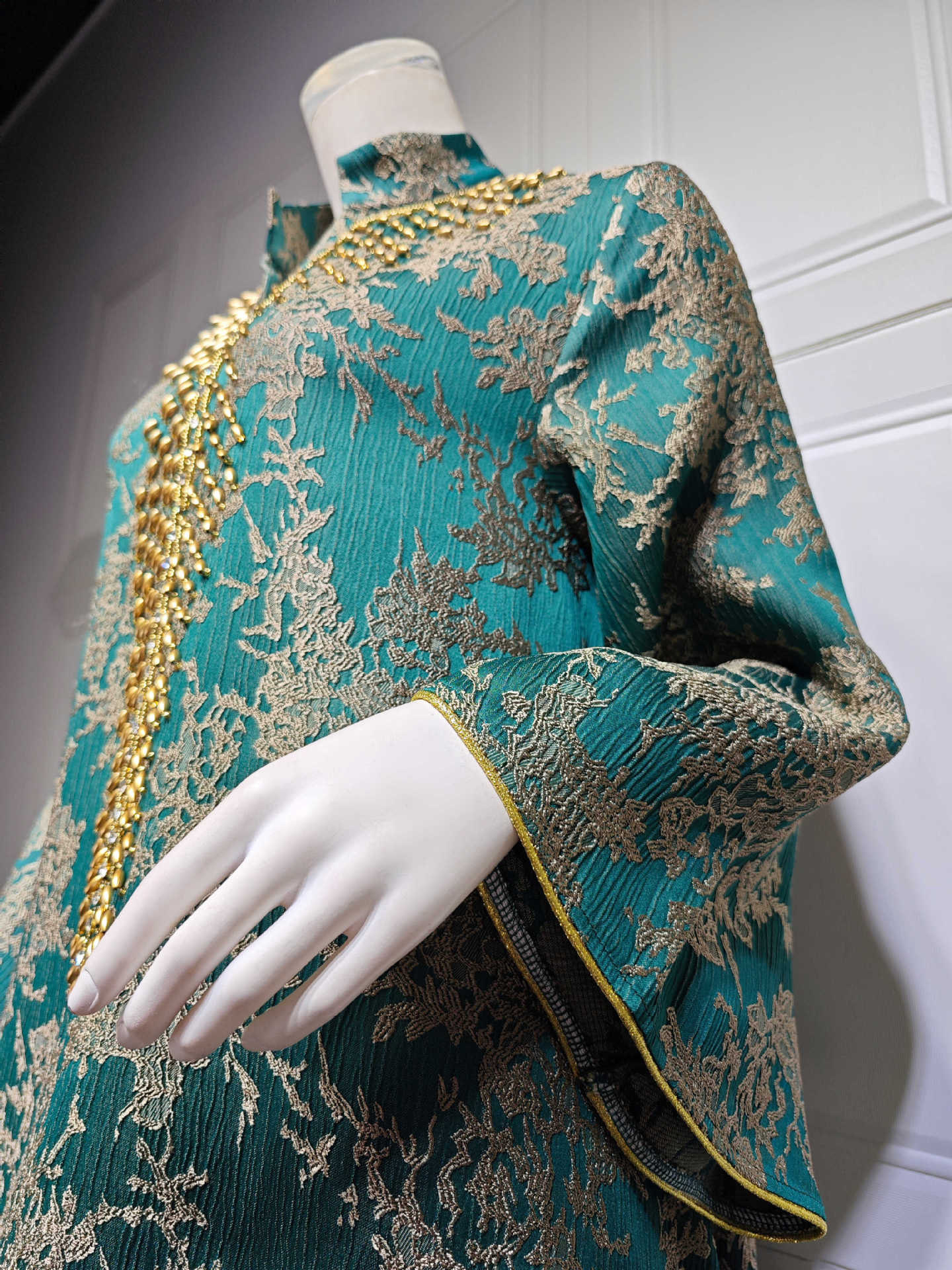 Muslim Dress for Women Abaya Beading Stand Collar Jalabiya Party Dresses Abayas Kaftan Abaya Arab Long Robe - detail 5