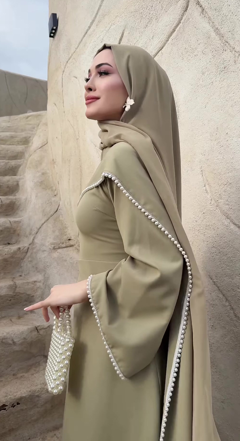 Elegant Long Sleeves Dresses Spring Women Bell Sleeve Long Dress High Waist Pullover Loose Knee Length Dress - detail 5