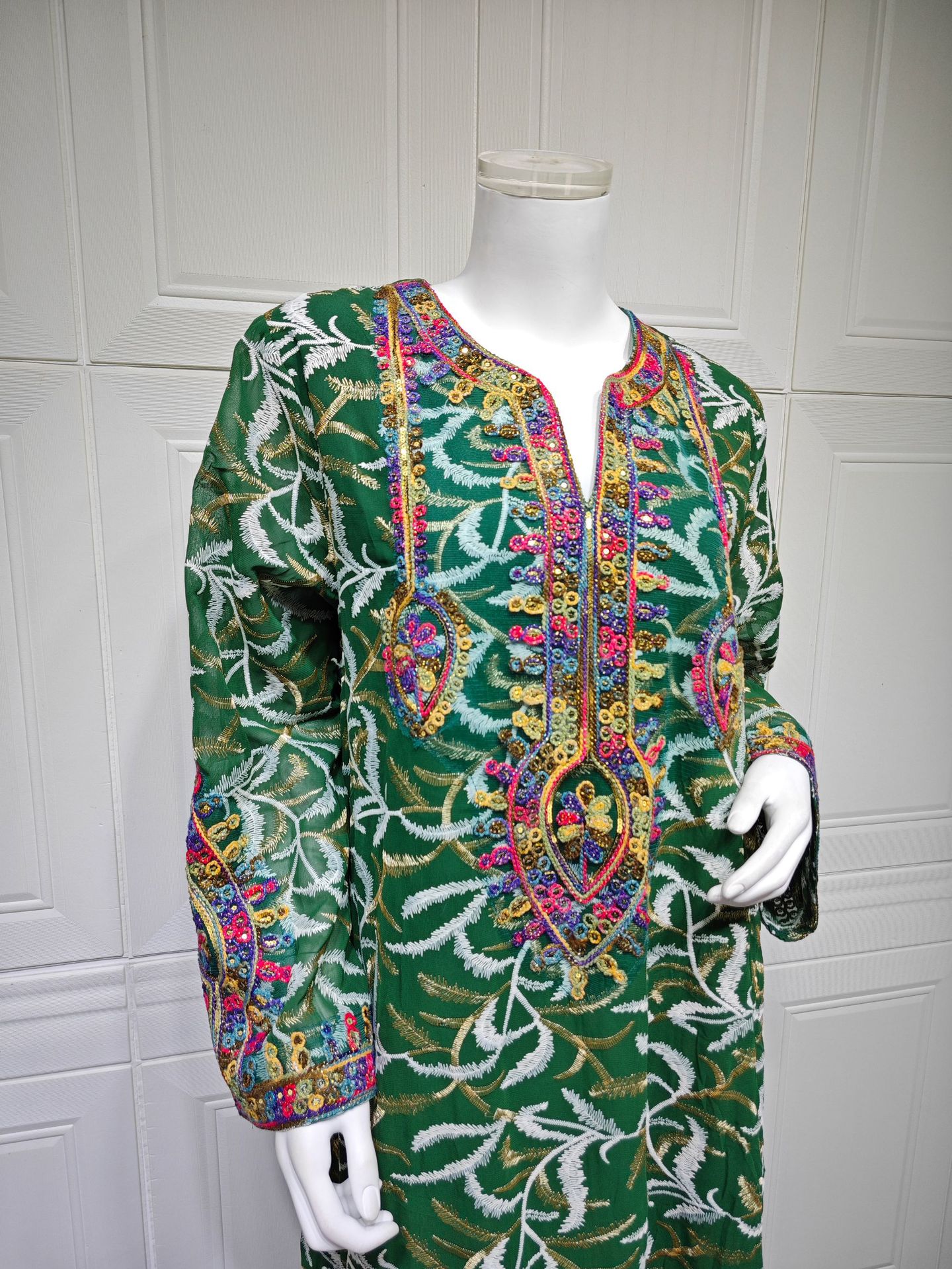 Dubai Abaya Women’s Long Robe Elegant Embroidery Kaftan Dress, Home Wear & Party Outfit - detail 5