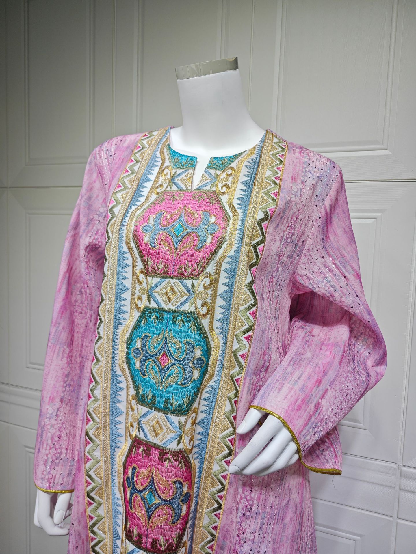 Abaya Women Dress Embroidery Kaftan Jalabiya Party Muslim Dubai Ramadan Caftan Long Robe Abayas embroidery elegant - detail 7