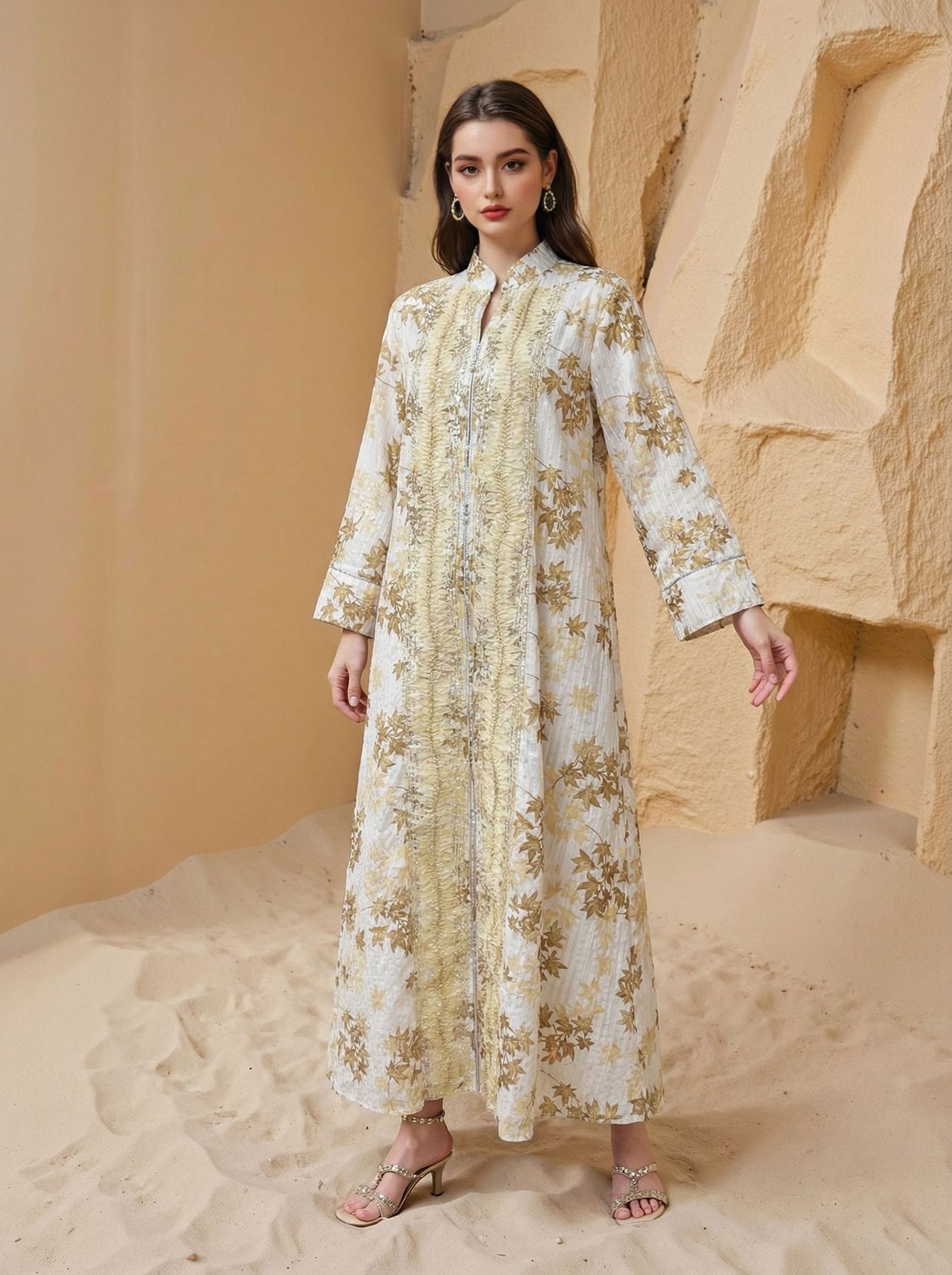 Muslim Party Dress for Women Jalabiya Abaya Ramadan Long Dresses Abayas Woman Kimono Print Caftan - detail 4
