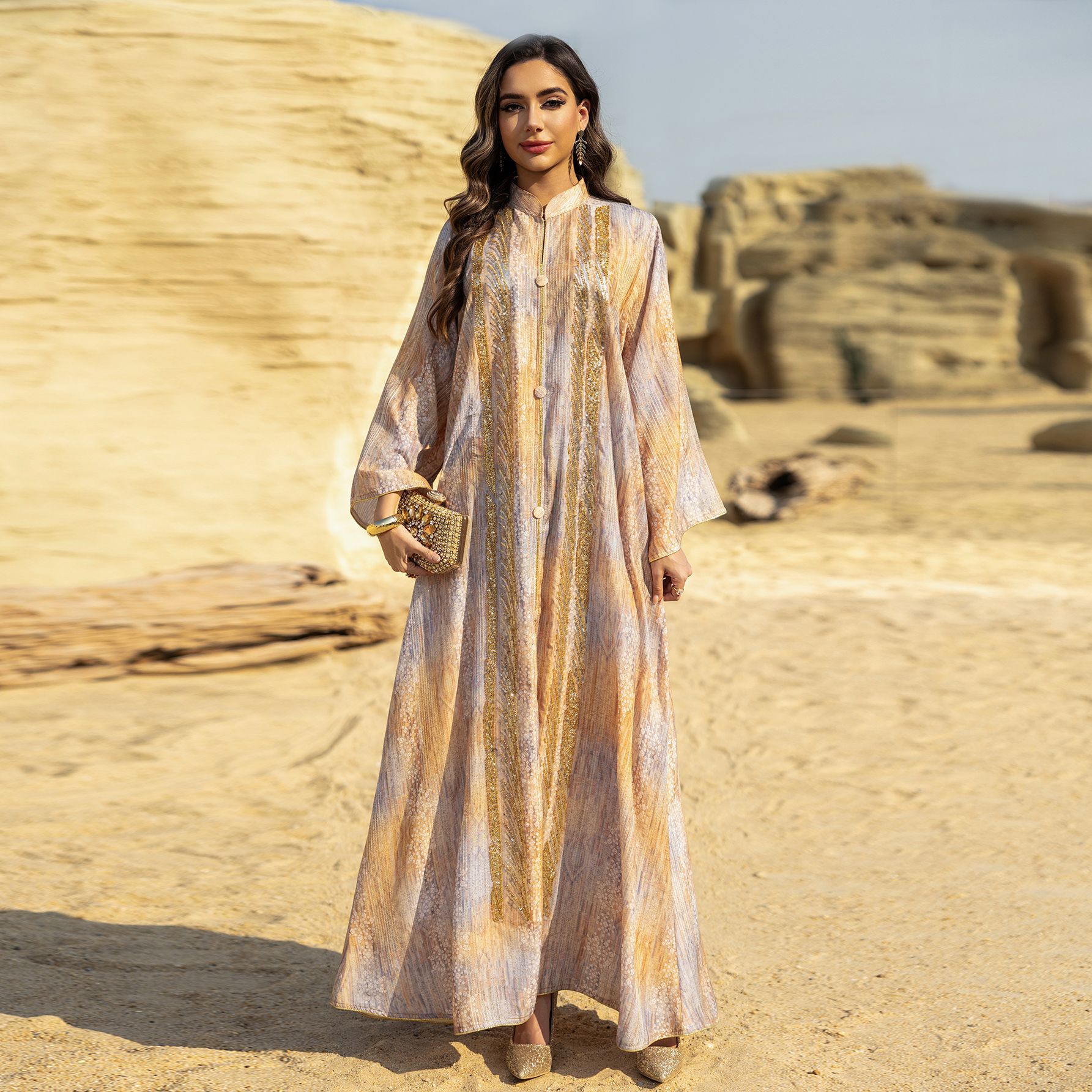 Women Dress Muslim Prayer Abaya Sequins Embroidery Abayas Dubai Islam Party Kaftan Robe Longue - detail 8