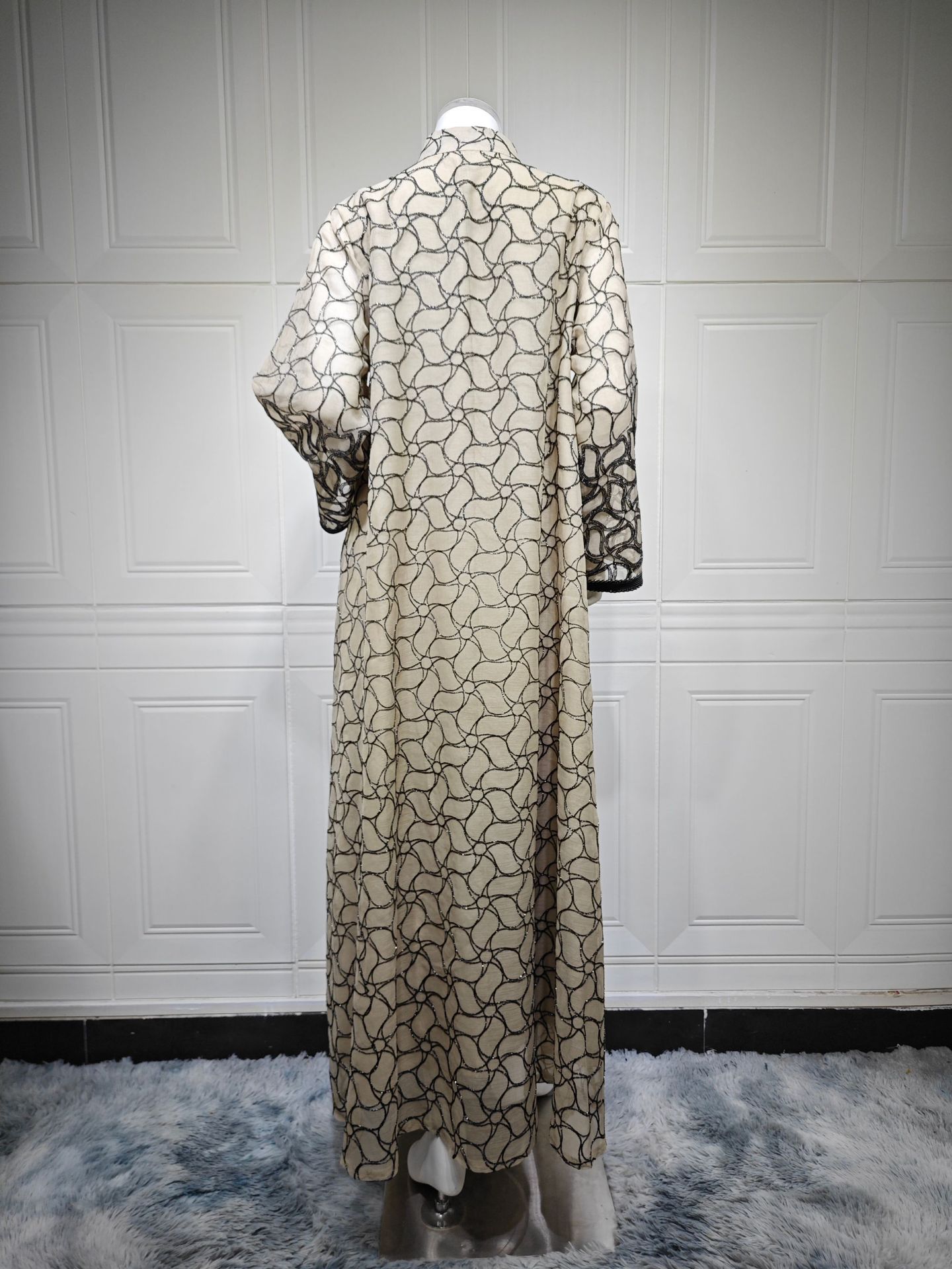 Women Embroidery Mesh Dress Abaya Muslim Jalabiya Ramadan Dresses Arab Long Robe Dubai Kaftan - detail 1