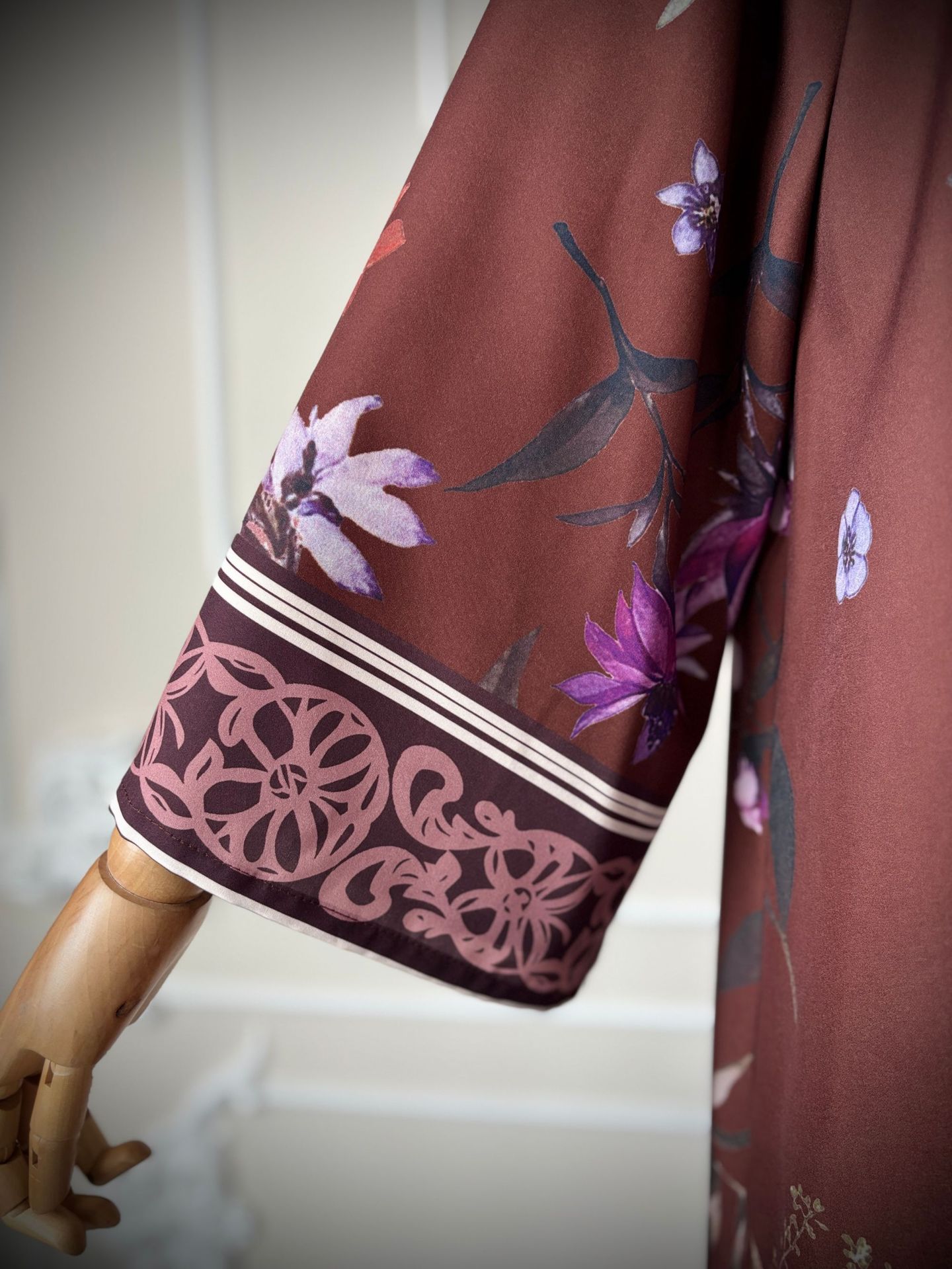 Elegant High Street Swing Vacation Jackets New Women's V Neck Autumn Coat Floral Print Long Sleeved Loose Muslim Cardiga - detail 8