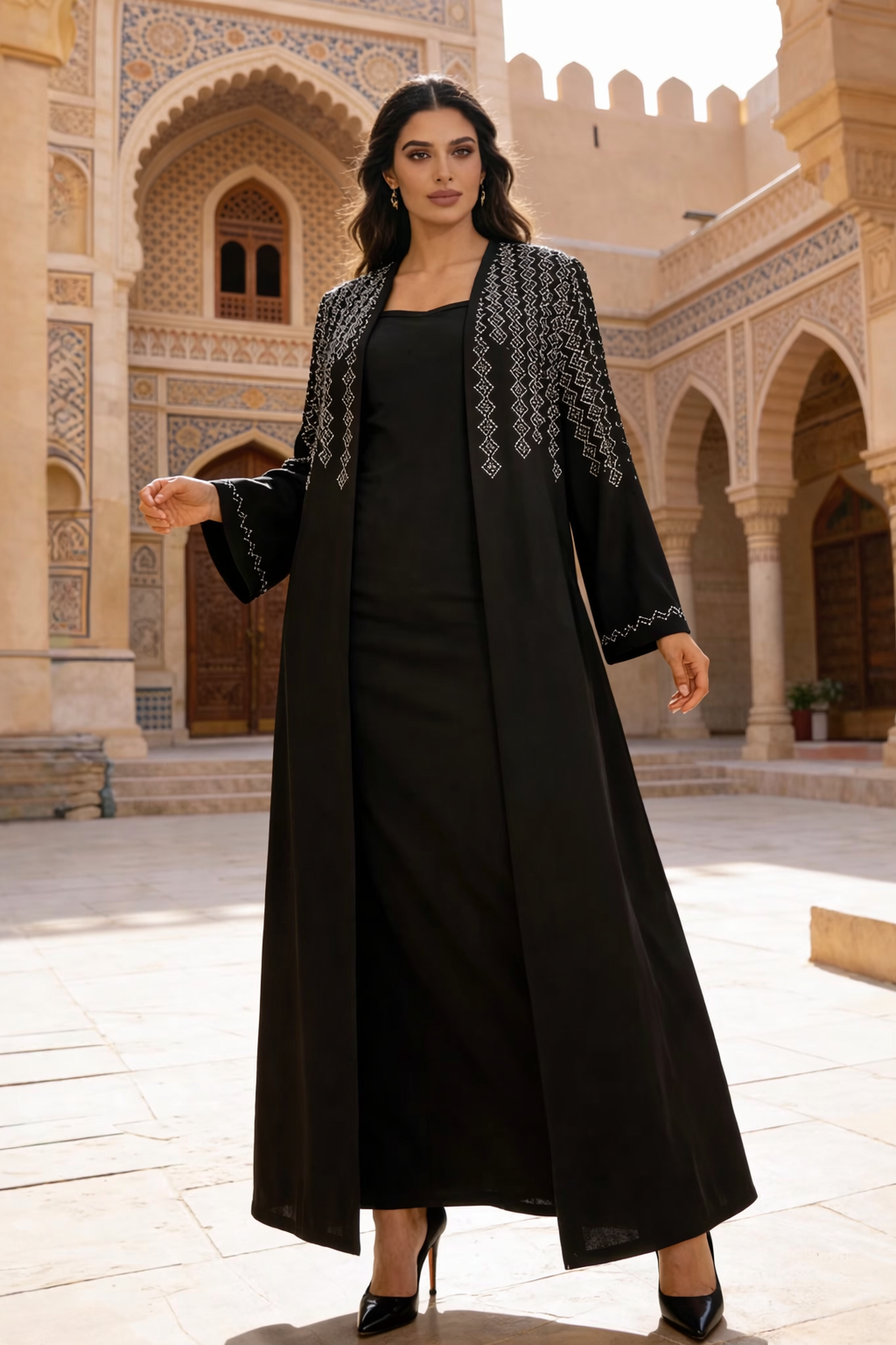 Elegant Plus Size Muslim Abaya Dress – Dubai Kaftan Jalabiya Robe for Women, Ramadan Party Outfit Long Gown - detail 2